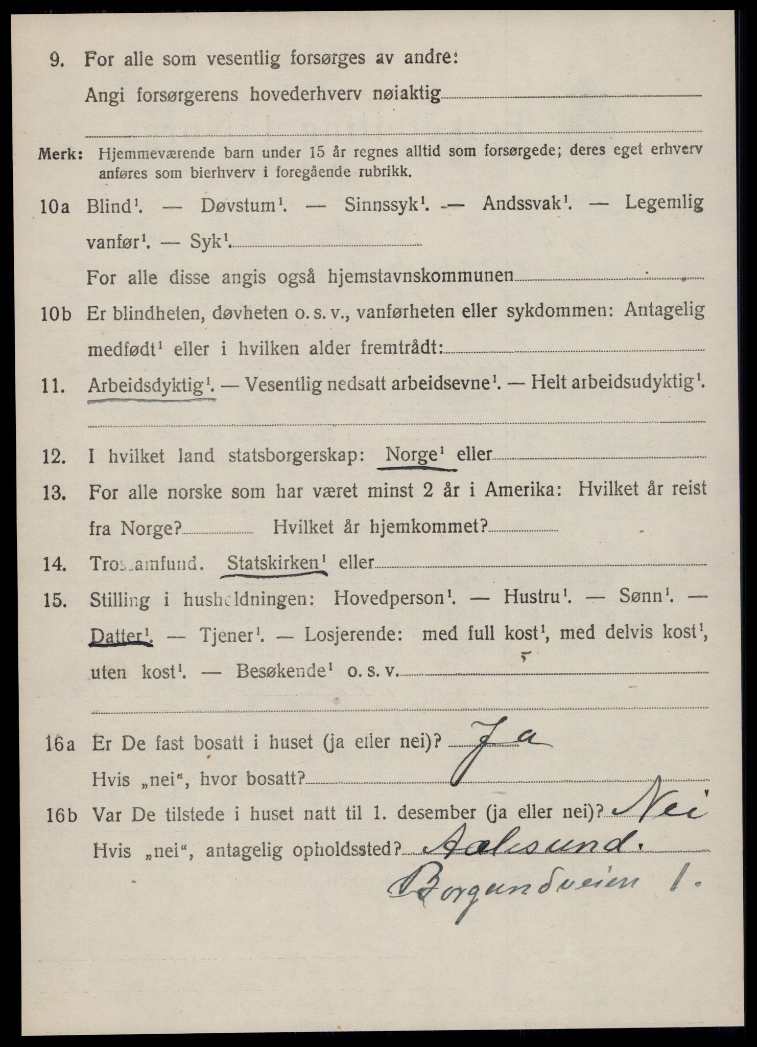 SAT, 1920 census for Borgund, 1920, p. 7809
