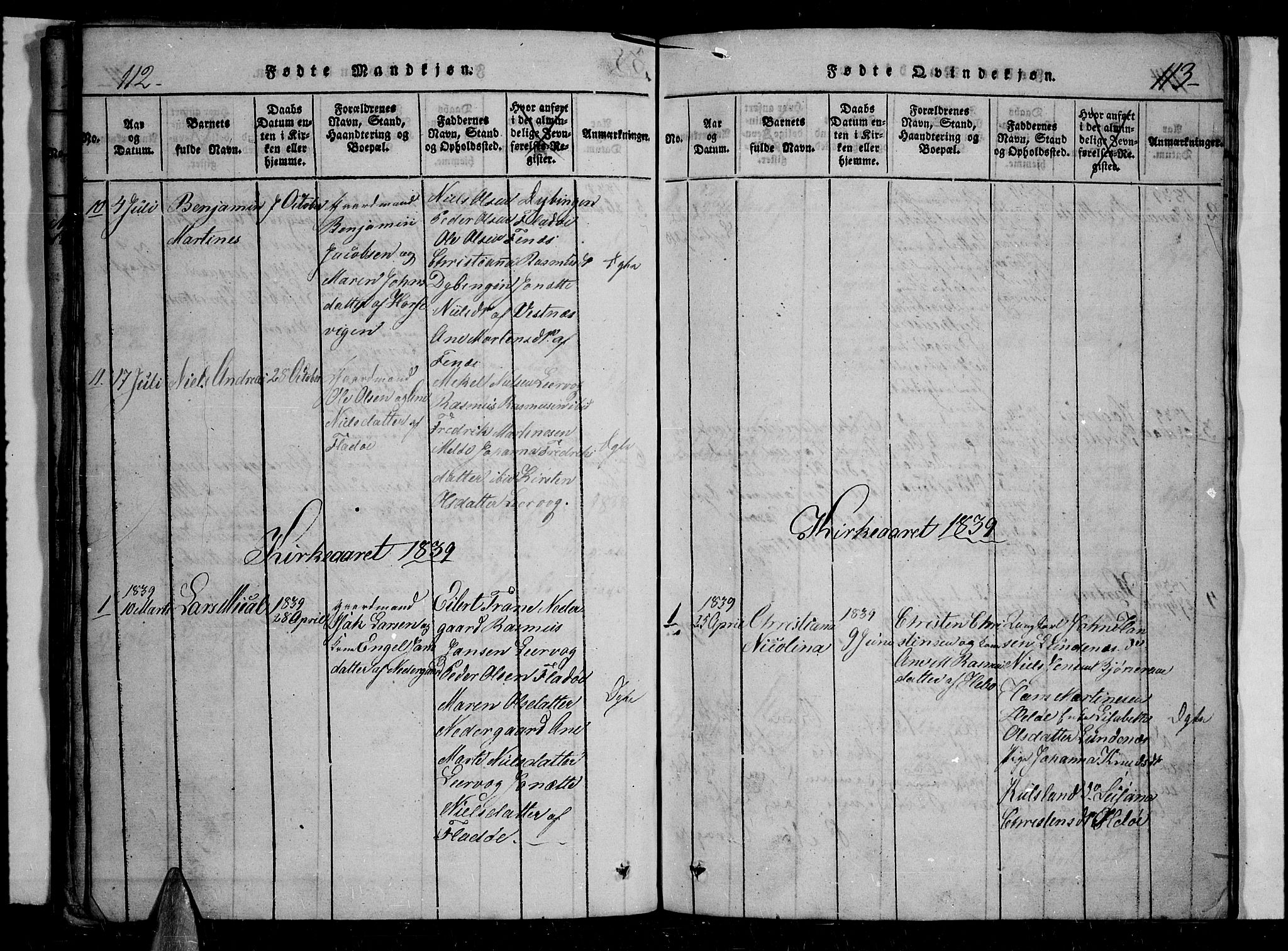 Trondenes sokneprestkontor, SATØ/S-1319/H/Hb/L0004klokker: Parish register (copy) no. 4, 1821-1839, p. 112-113