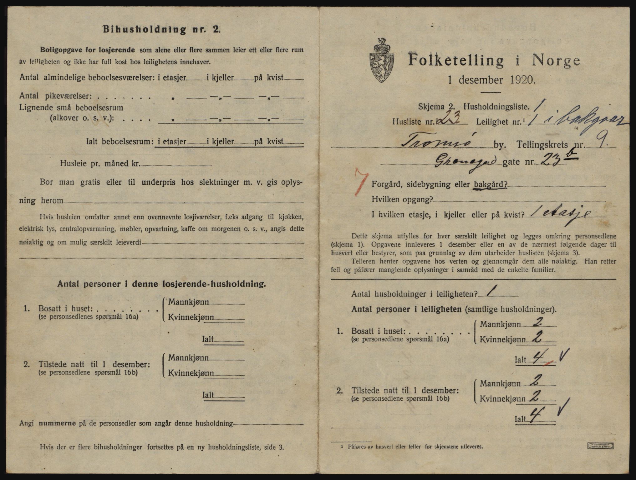 SATØ, 1920 census for Tromsø, 1920, p. 4899