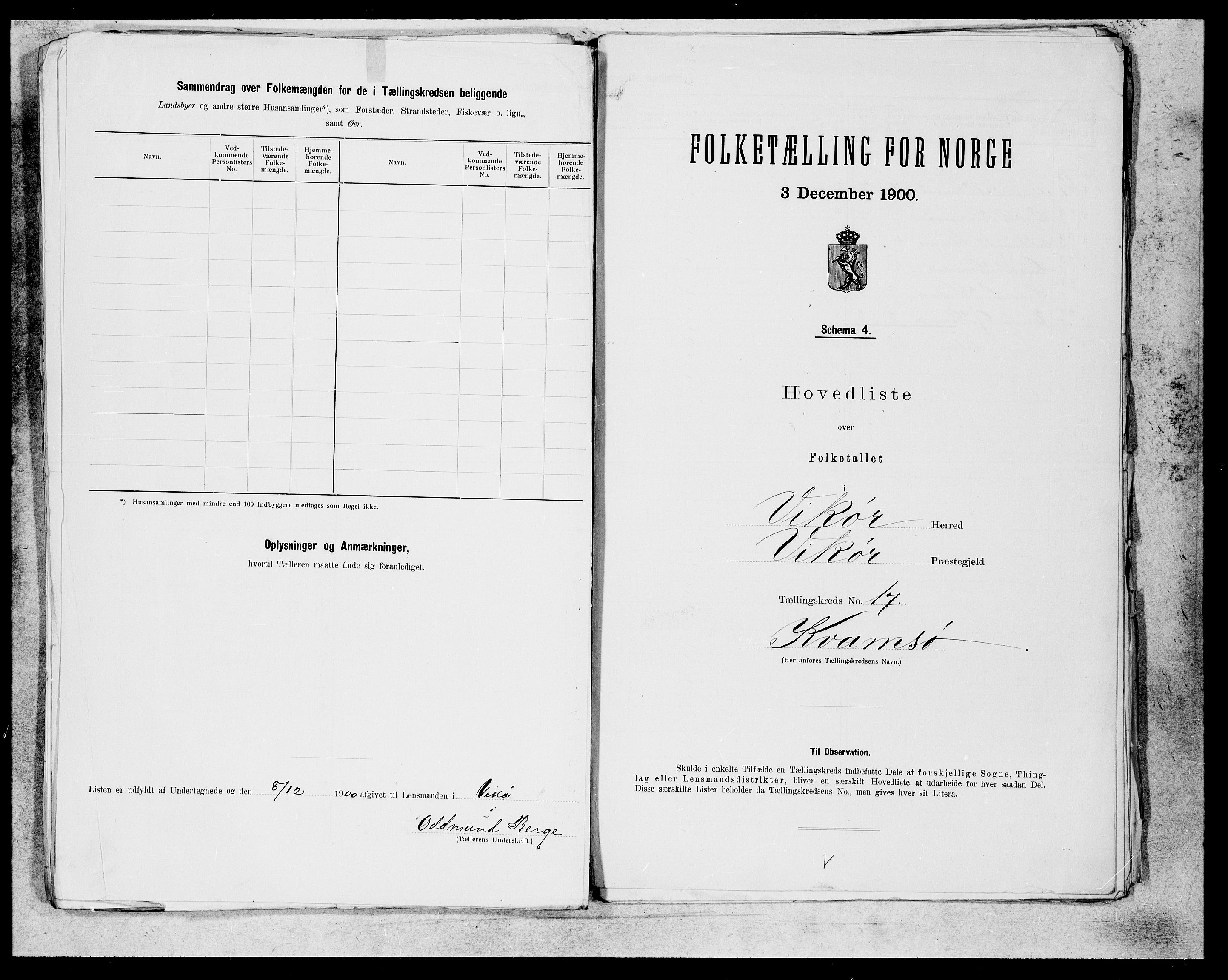 SAB, 1900 census for Kvam, 1900, p. 33