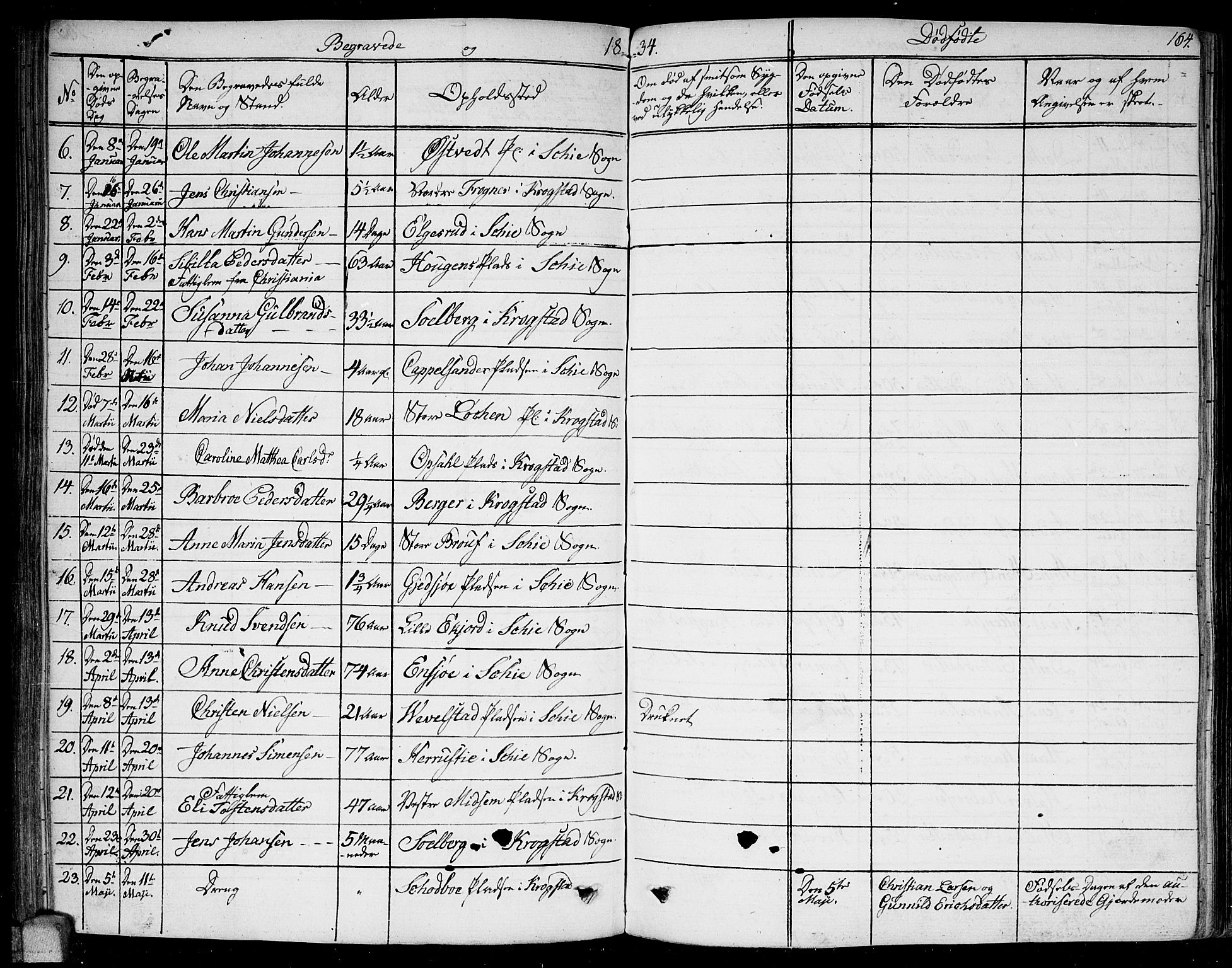 Kråkstad prestekontor Kirkebøker, AV/SAO-A-10125a/F/Fa/L0004: Parish register (official) no. I 4, 1825-1837, p. 164