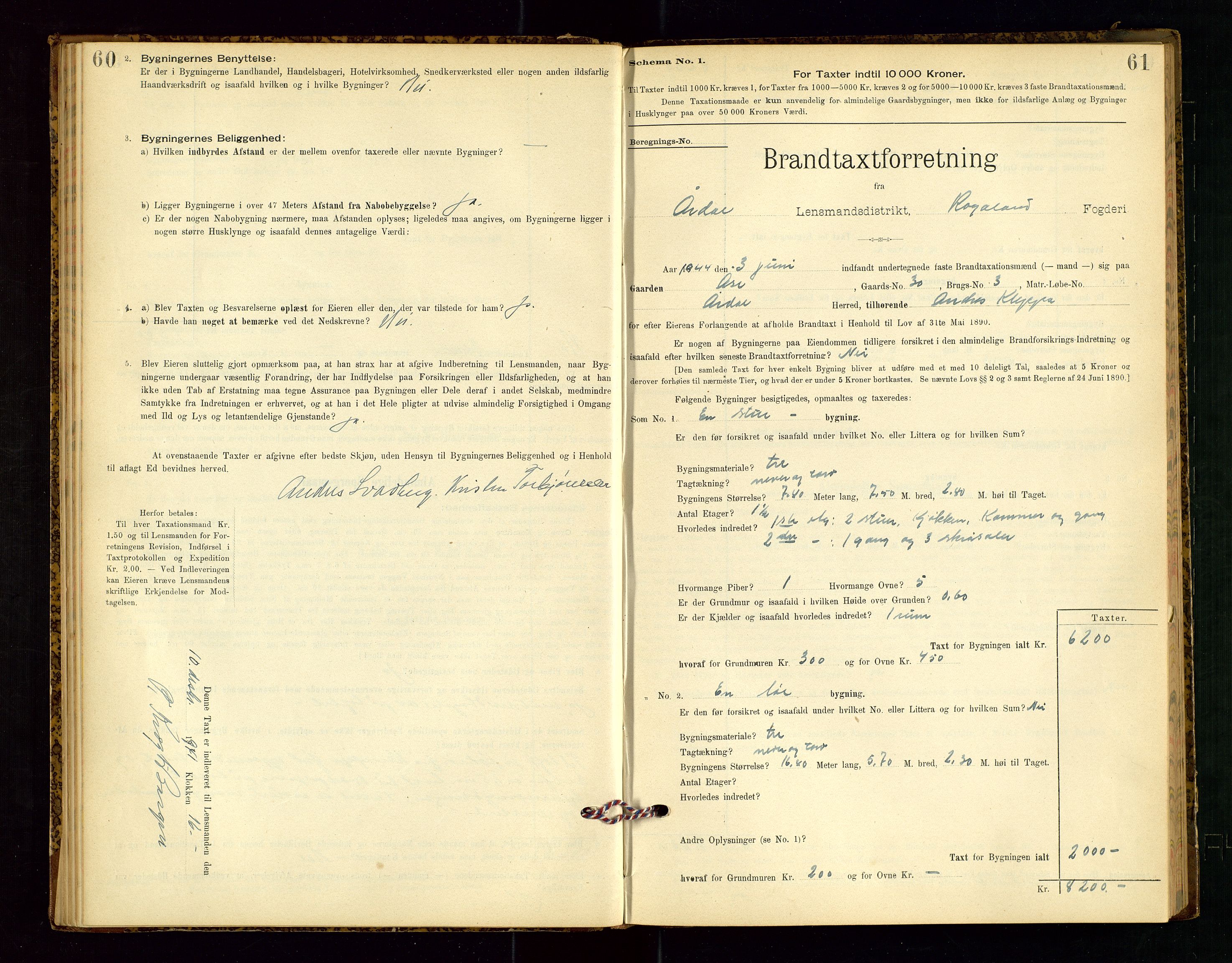 Årdal lensmannskontor, SAST/A-100453/Gob/L0001: "Brandtaxationsprotokol", 1897-1950, p. 60-61