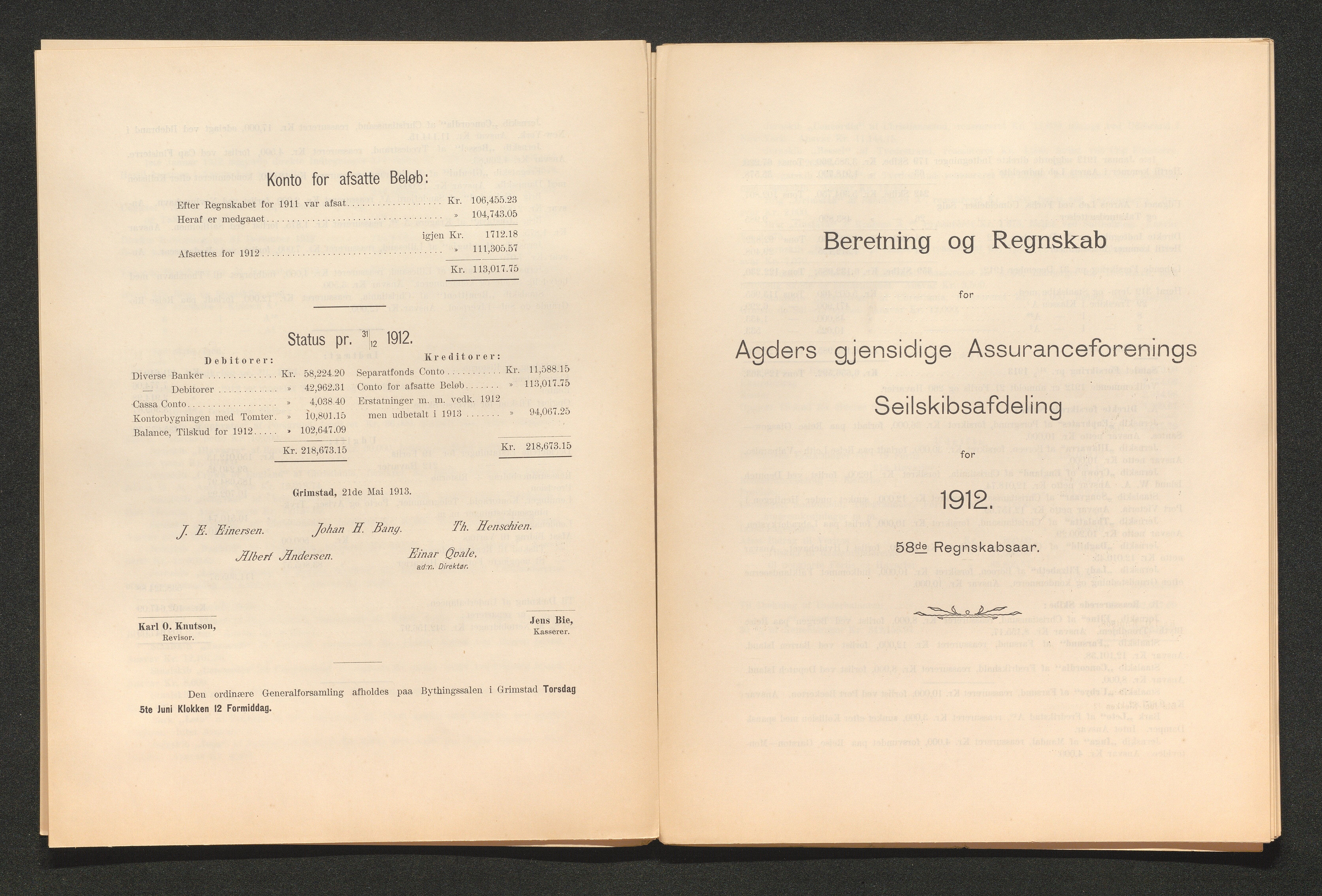 Agders Gjensidige Assuranceforening, AAKS/PA-1718/05/L0003: Regnskap, seilavdeling, pakkesak, 1890-1912