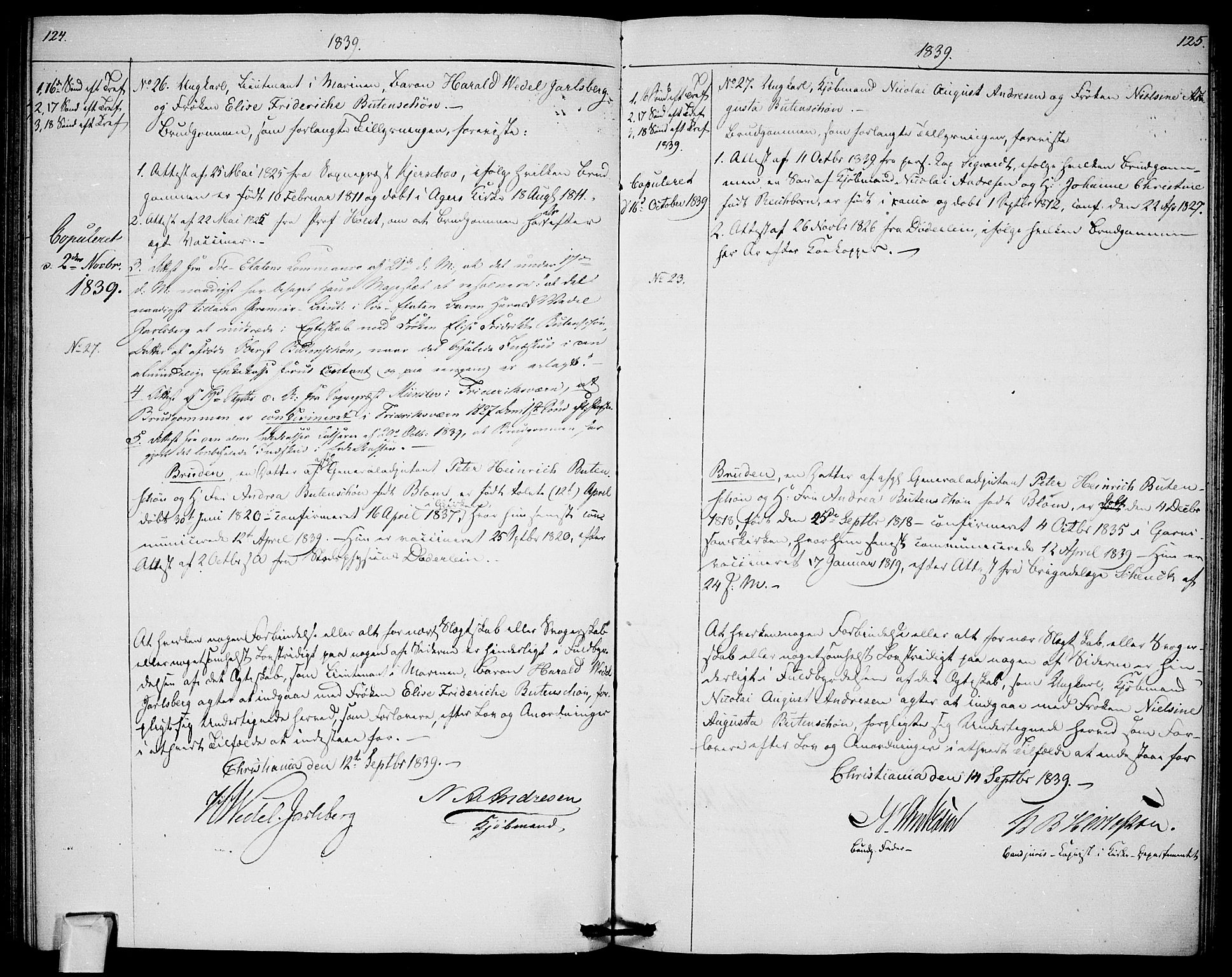 Garnisonsmenigheten Kirkebøker, AV/SAO-A-10846/H/Ha/L0003: Banns register no. I 3, 1835-1840, p. 124-125