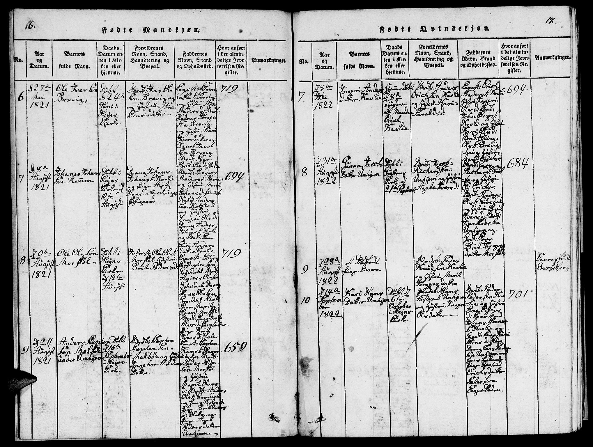 Ministerialprotokoller, klokkerbøker og fødselsregistre - Møre og Romsdal, SAT/A-1454/545/L0587: Parish register (copy) no. 545C01, 1818-1836, p. 16-17