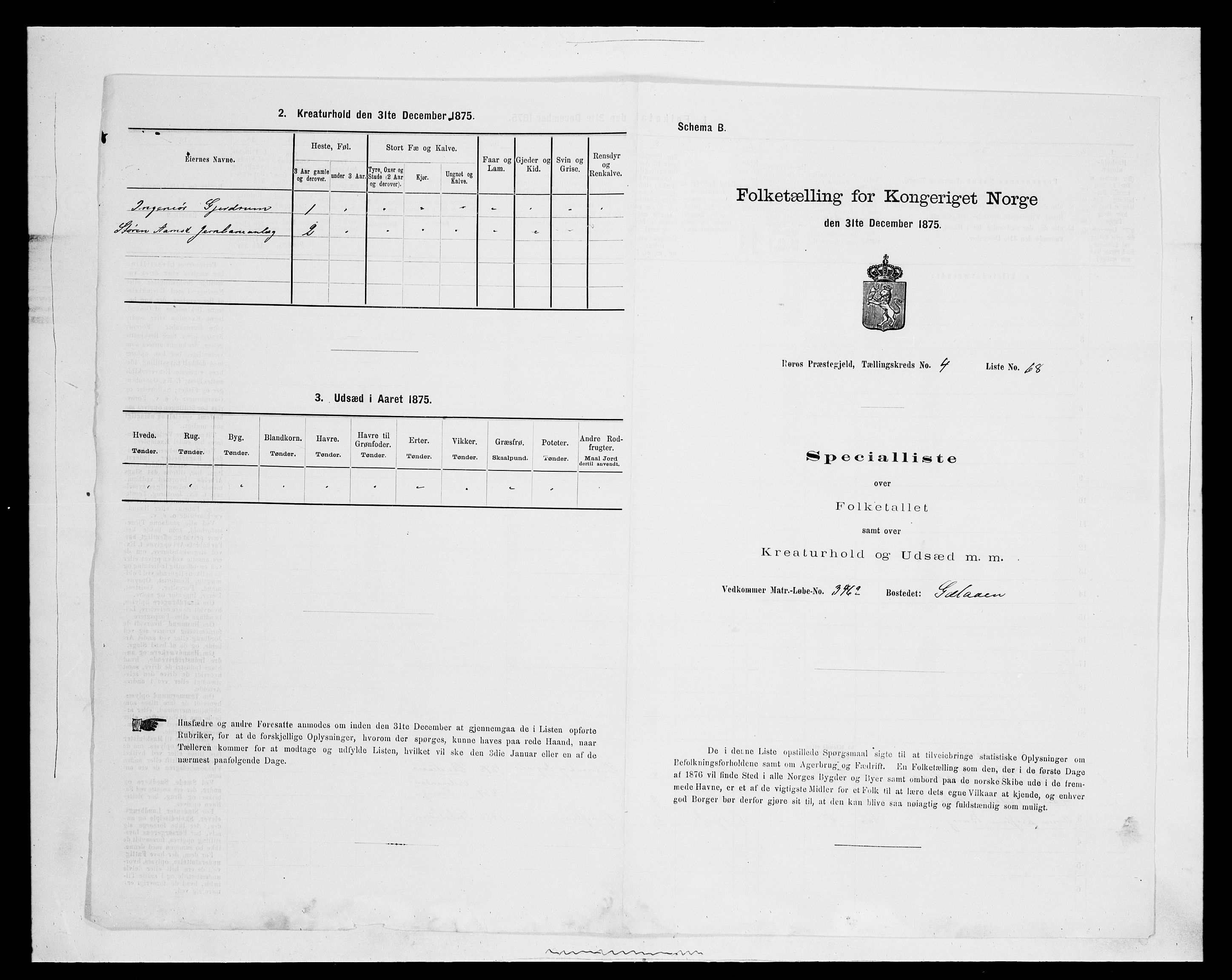 SAH, 1875 census for 0436P Tolga, 1875, p. 1189