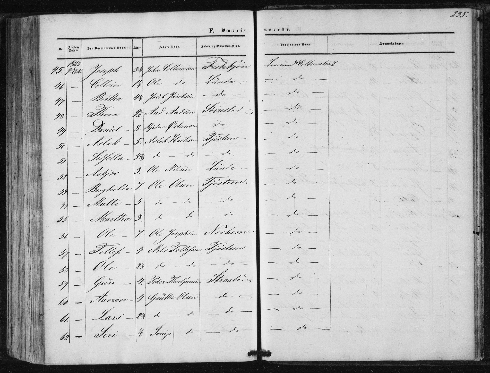 Suldal sokneprestkontor, AV/SAST-A-101845/01/IV/L0009: Parish register (official) no. A 9, 1854-1868, p. 235