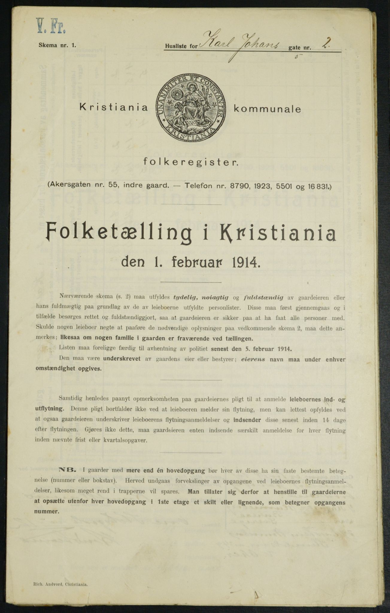 OBA, Municipal Census 1914 for Kristiania, 1914, p. 48652