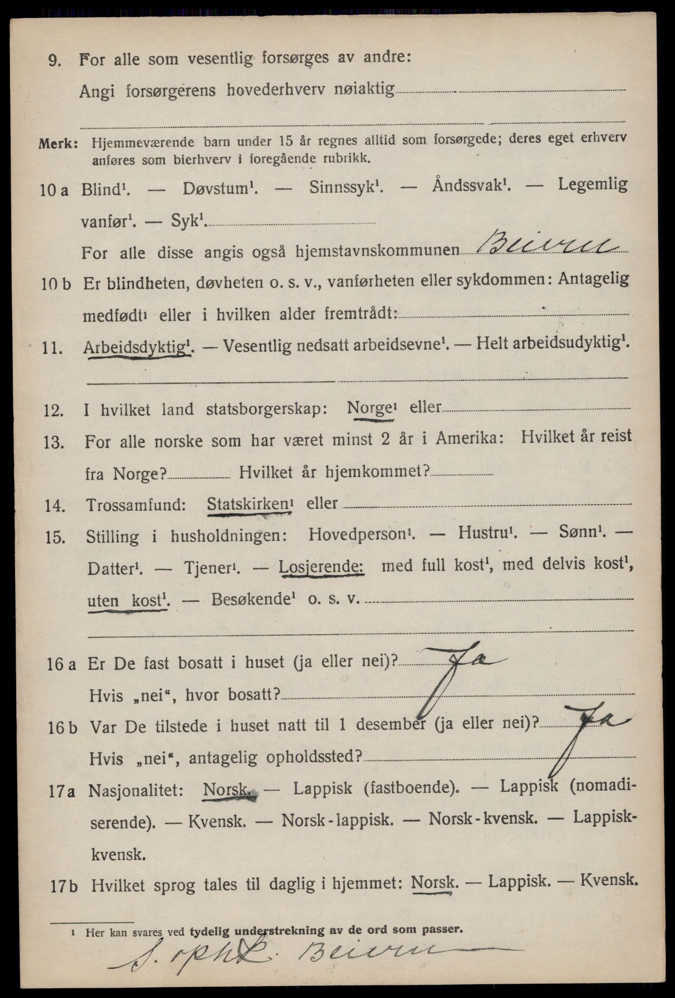 SAT, 1920 census for Fauske, 1920, p. 7591