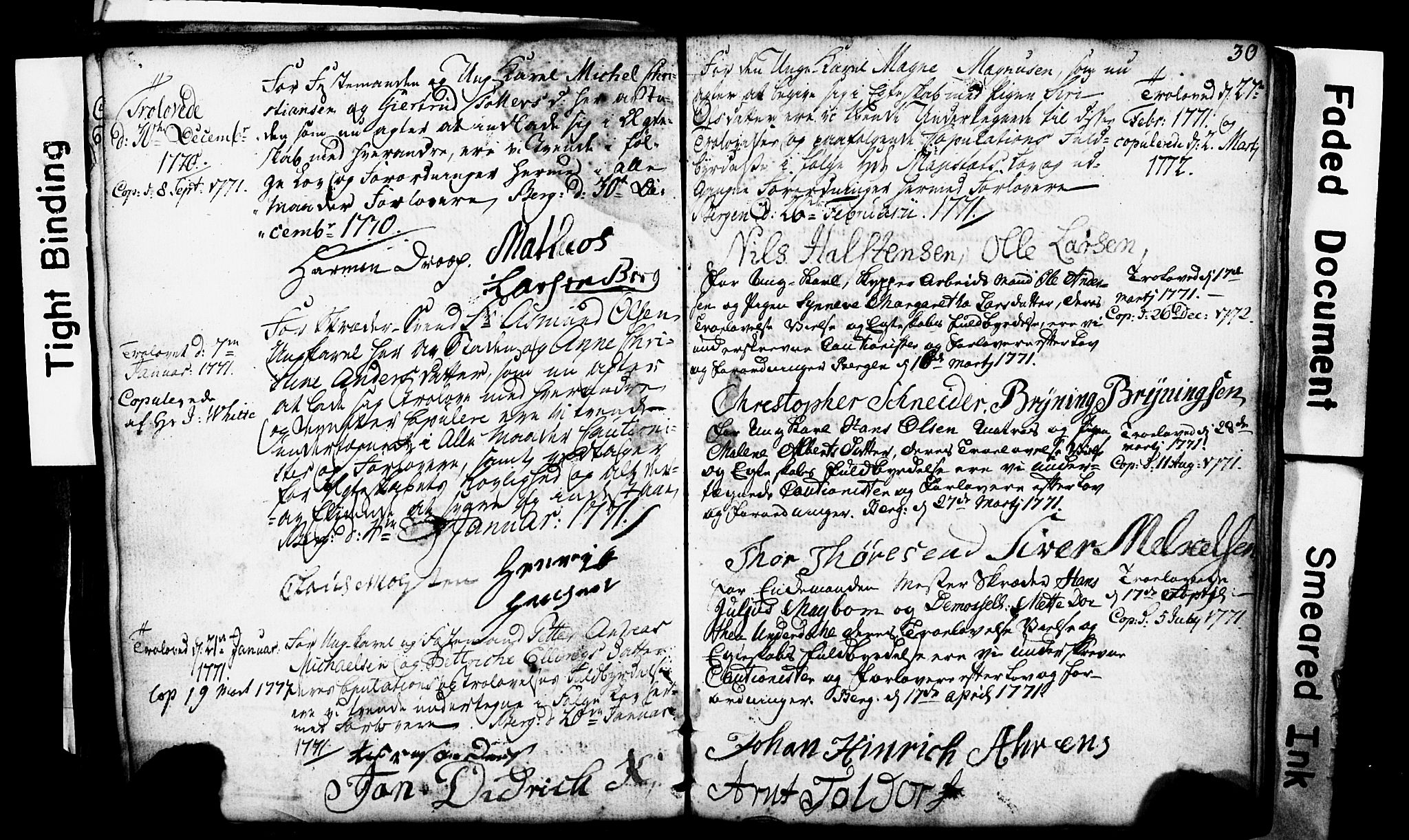 Domkirken sokneprestembete, SAB/A-74801: Best man's statements no. II.5.1, 1767-1792, p. 30