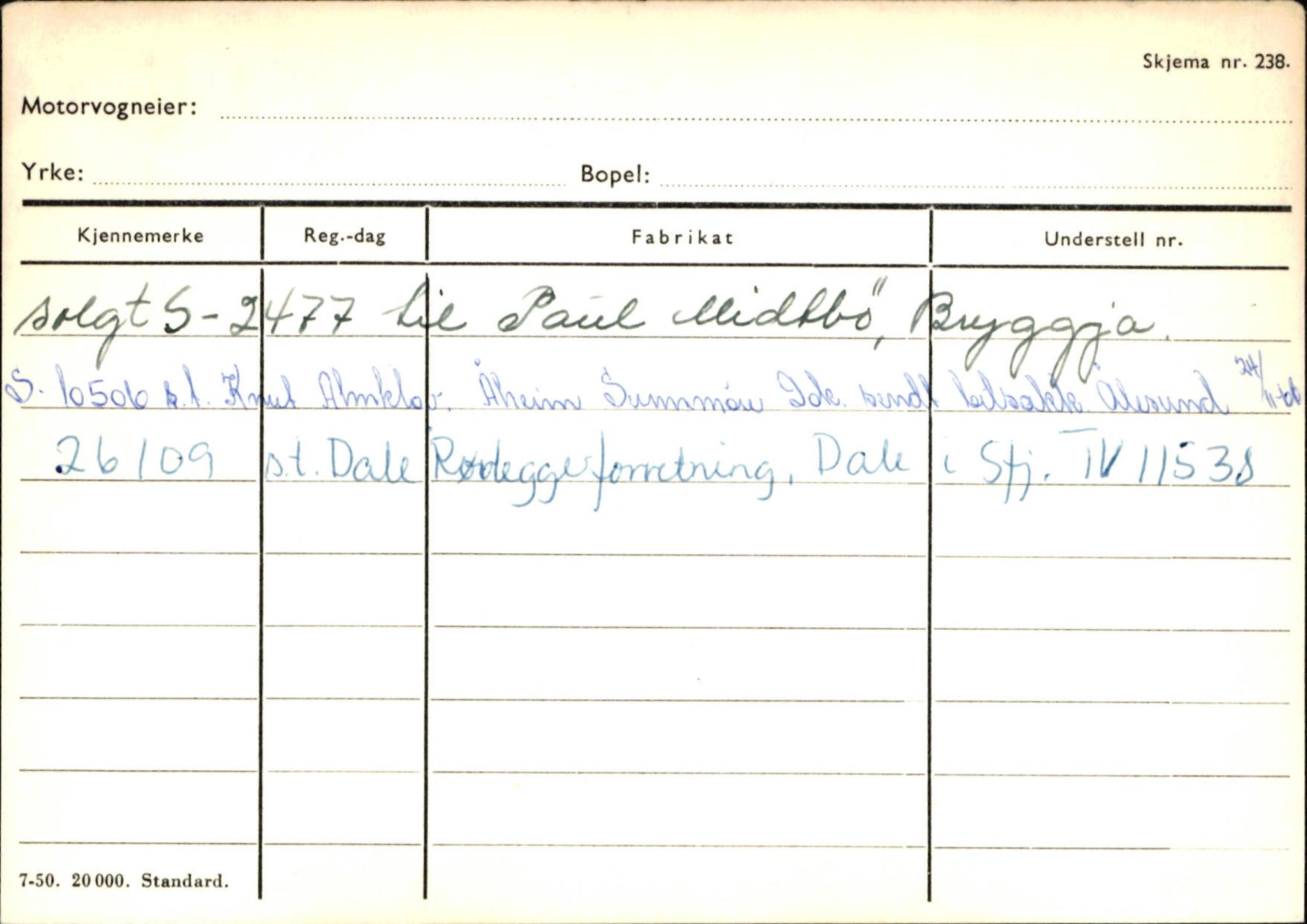 Statens vegvesen, Sogn og Fjordane vegkontor, SAB/A-5301/4/F/L0144: Registerkort Vågsøy A-R, 1945-1975, p. 1188