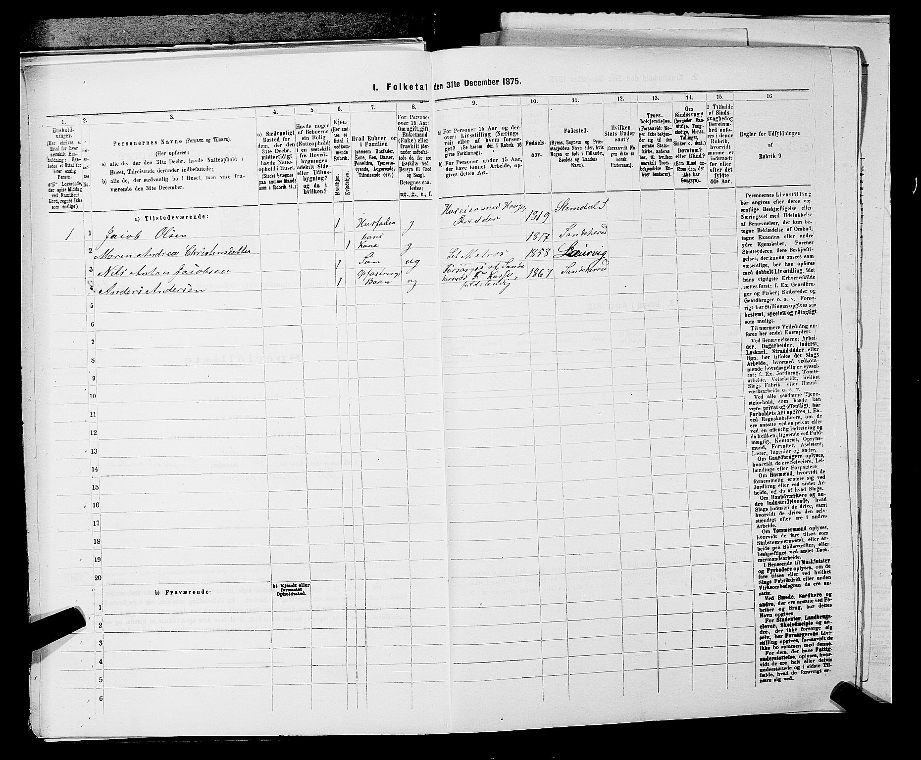 SAKO, 1875 census for 0724L Sandeherred/Sandeherred, 1875, p. 2086