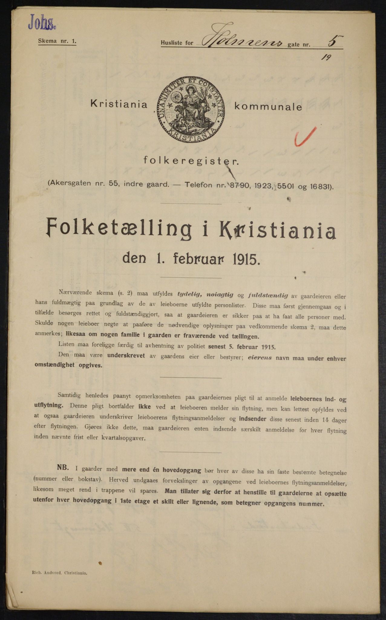 OBA, Municipal Census 1915 for Kristiania, 1915, p. 40421