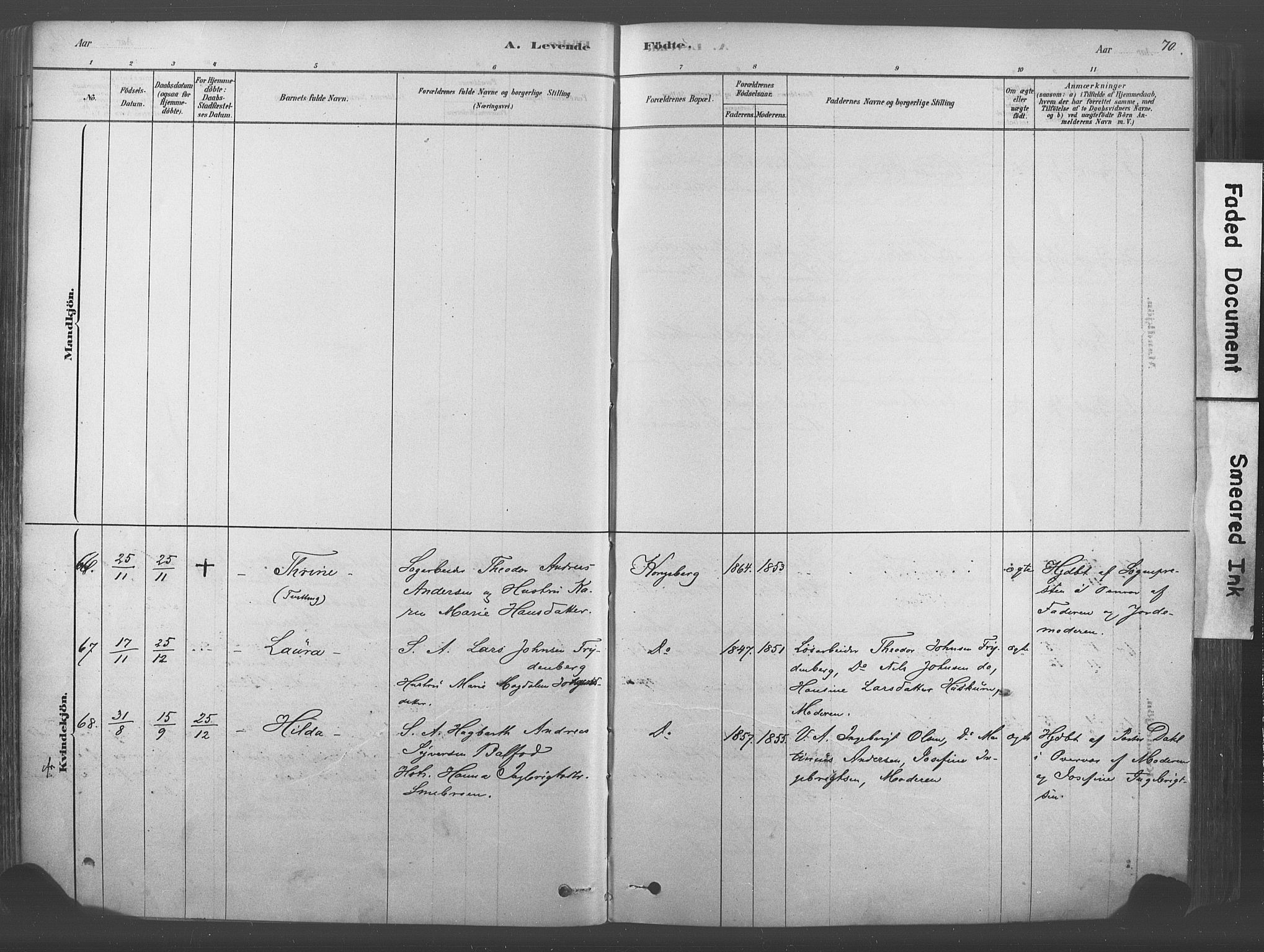 Kongsberg kirkebøker, SAKO/A-22/F/Fb/L0001: Parish register (official) no. II 1, 1878-1886, p. 70