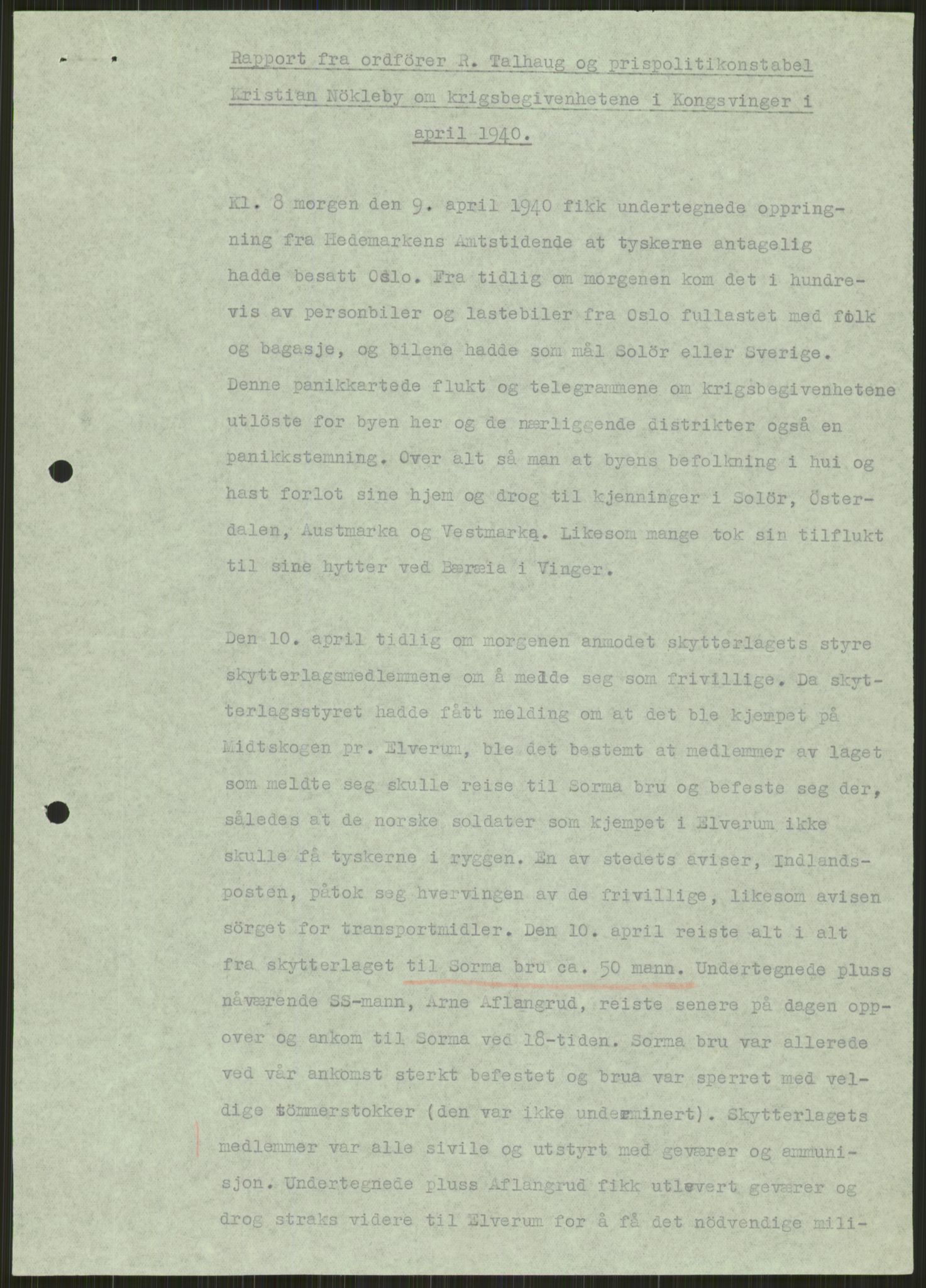 Forsvaret, Forsvarets krigshistoriske avdeling, AV/RA-RAFA-2017/Y/Ya/L0013: II-C-11-31 - Fylkesmenn.  Rapporter om krigsbegivenhetene 1940., 1940, p. 904