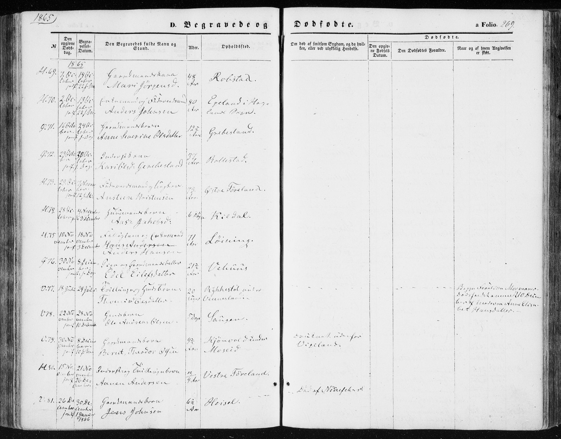 Vennesla sokneprestkontor, AV/SAK-1111-0045/Fa/Fac/L0007: Parish register (official) no. A 7, 1855-1873, p. 269