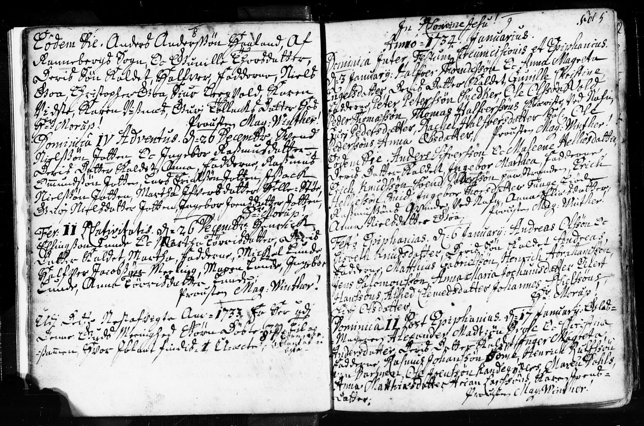 Domkirken sokneprestkontor, SAST/A-101812/001/30/30BB/L0003: Parish register (copy) no. B 3, 1733-1751, p. 5