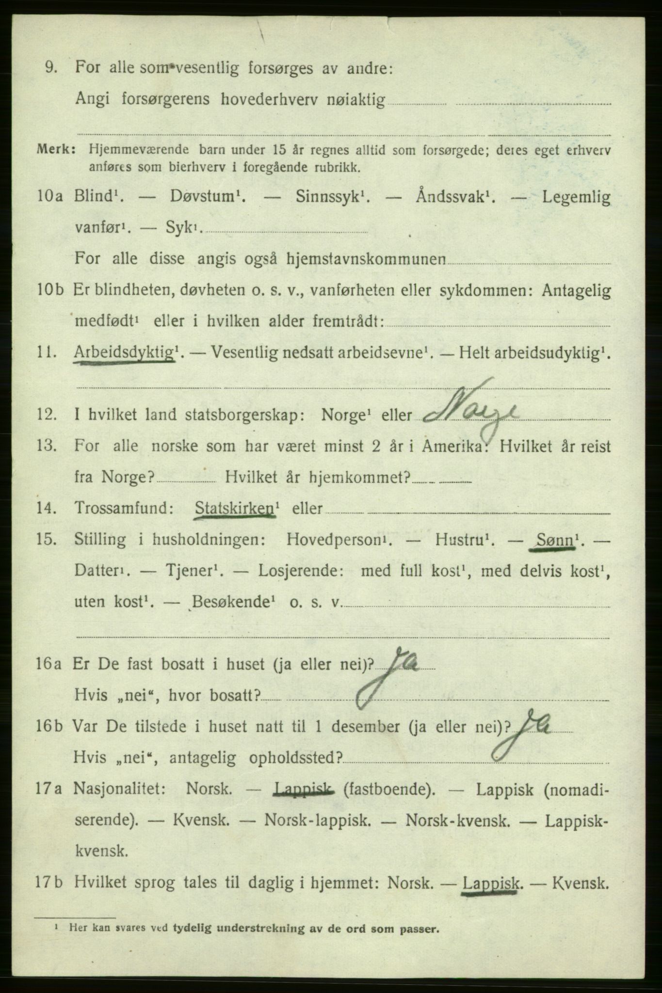 SATØ, 1920 census for Lebesby, 1920, p. 1632