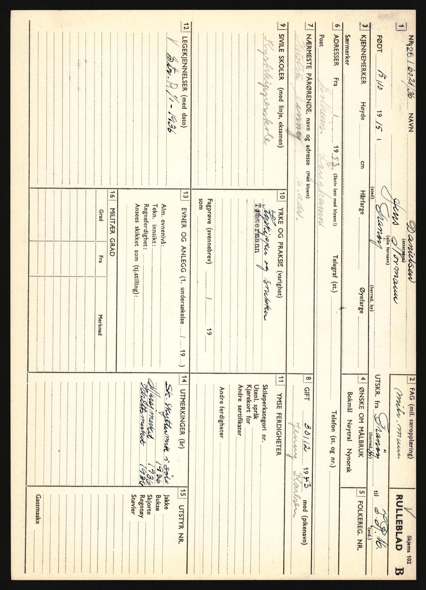 Forsvaret, Troms infanteriregiment nr. 16, AV/RA-RAFA-3146/P/Pa/L0020: Rulleblad for regimentets menige mannskaper, årsklasse 1936, 1936, p. 157