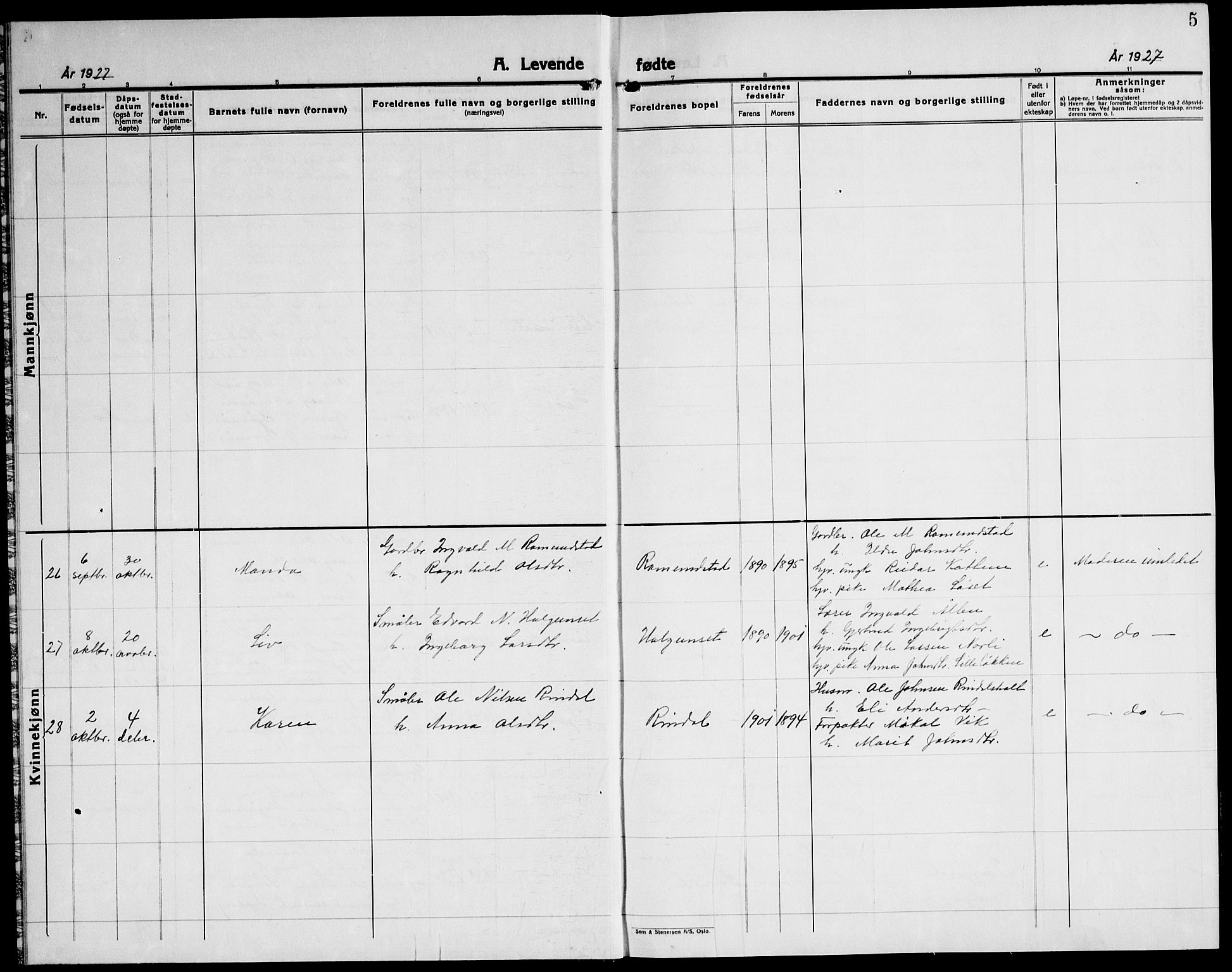 Ministerialprotokoller, klokkerbøker og fødselsregistre - Møre og Romsdal, AV/SAT-A-1454/598/L1080: Parish register (copy) no. 598C05, 1927-1944, p. 5