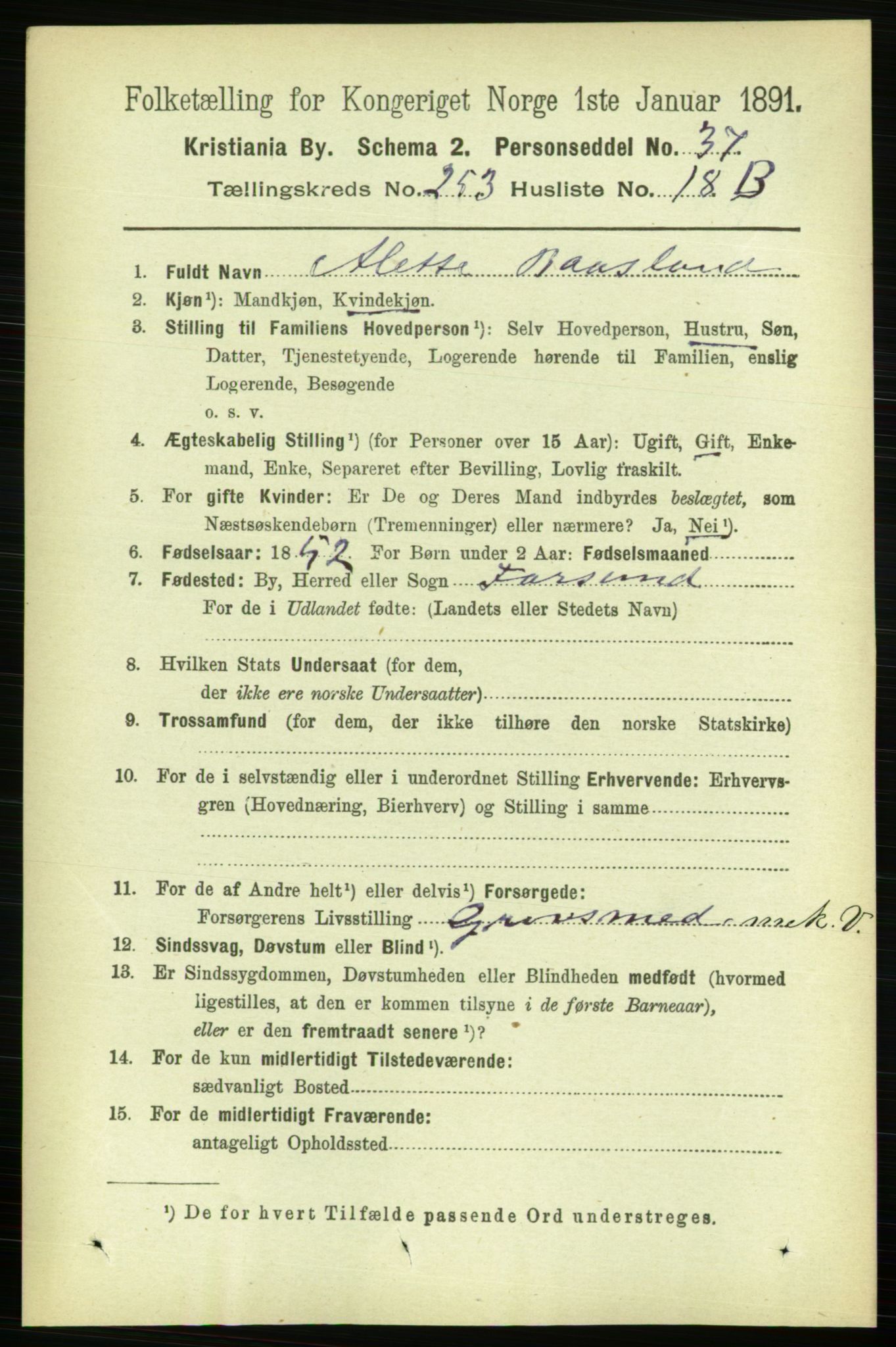 RA, 1891 census for 0301 Kristiania, 1891, p. 154233