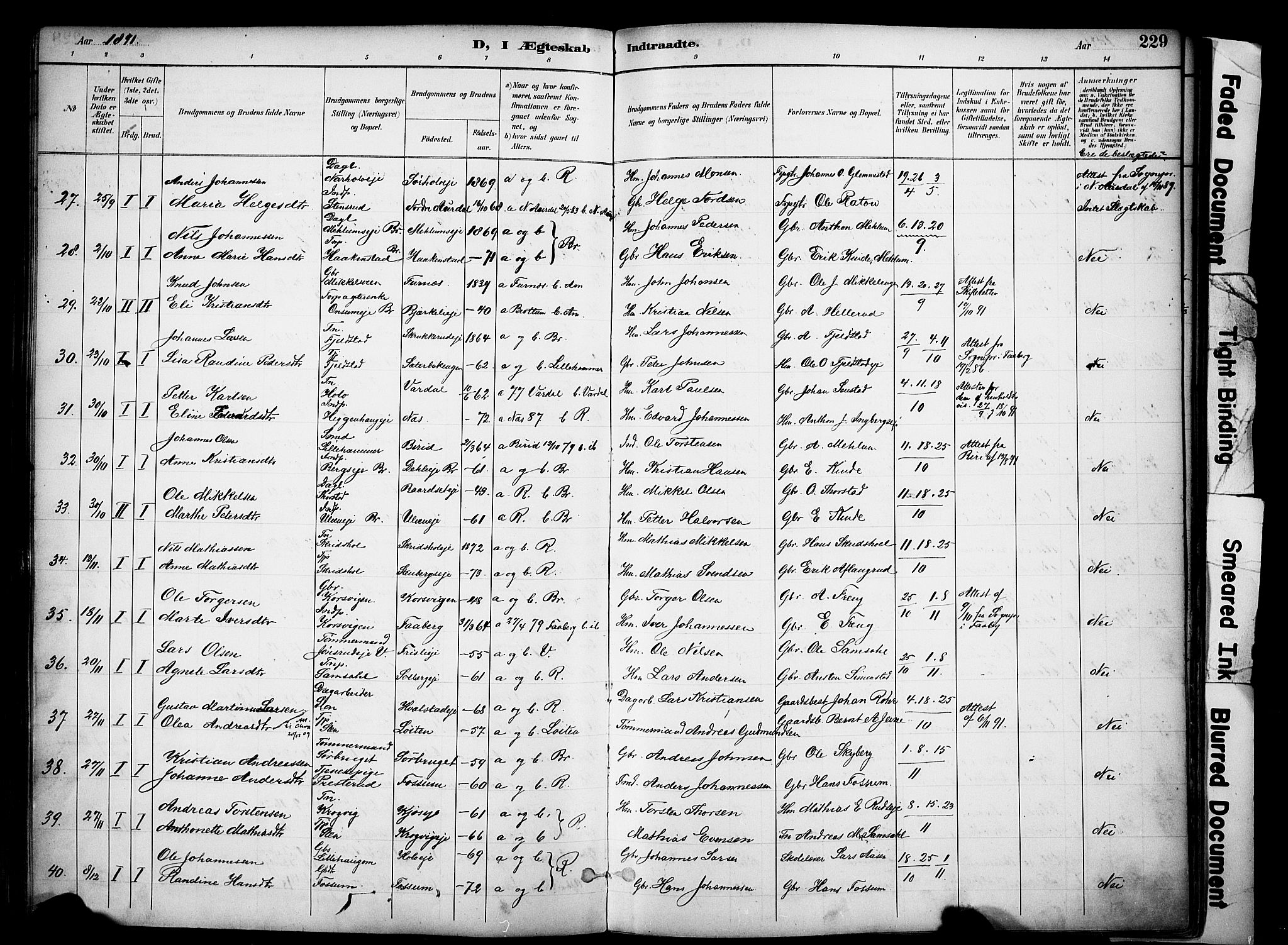 Ringsaker prestekontor, SAH/PREST-014/K/Ka/L0017: Parish register (official) no. 17, 1891-1902, p. 229