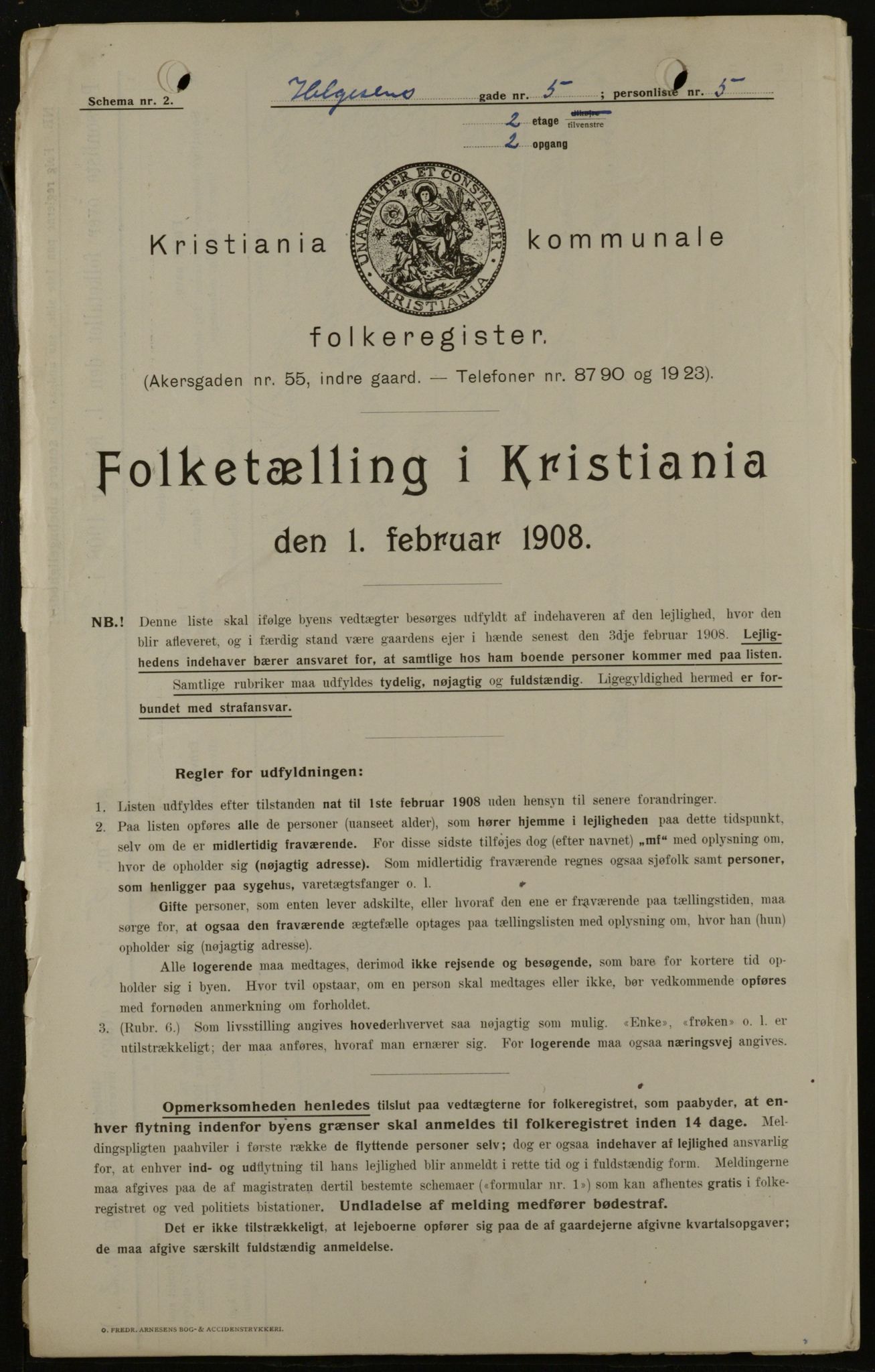 OBA, Municipal Census 1908 for Kristiania, 1908, p. 33736