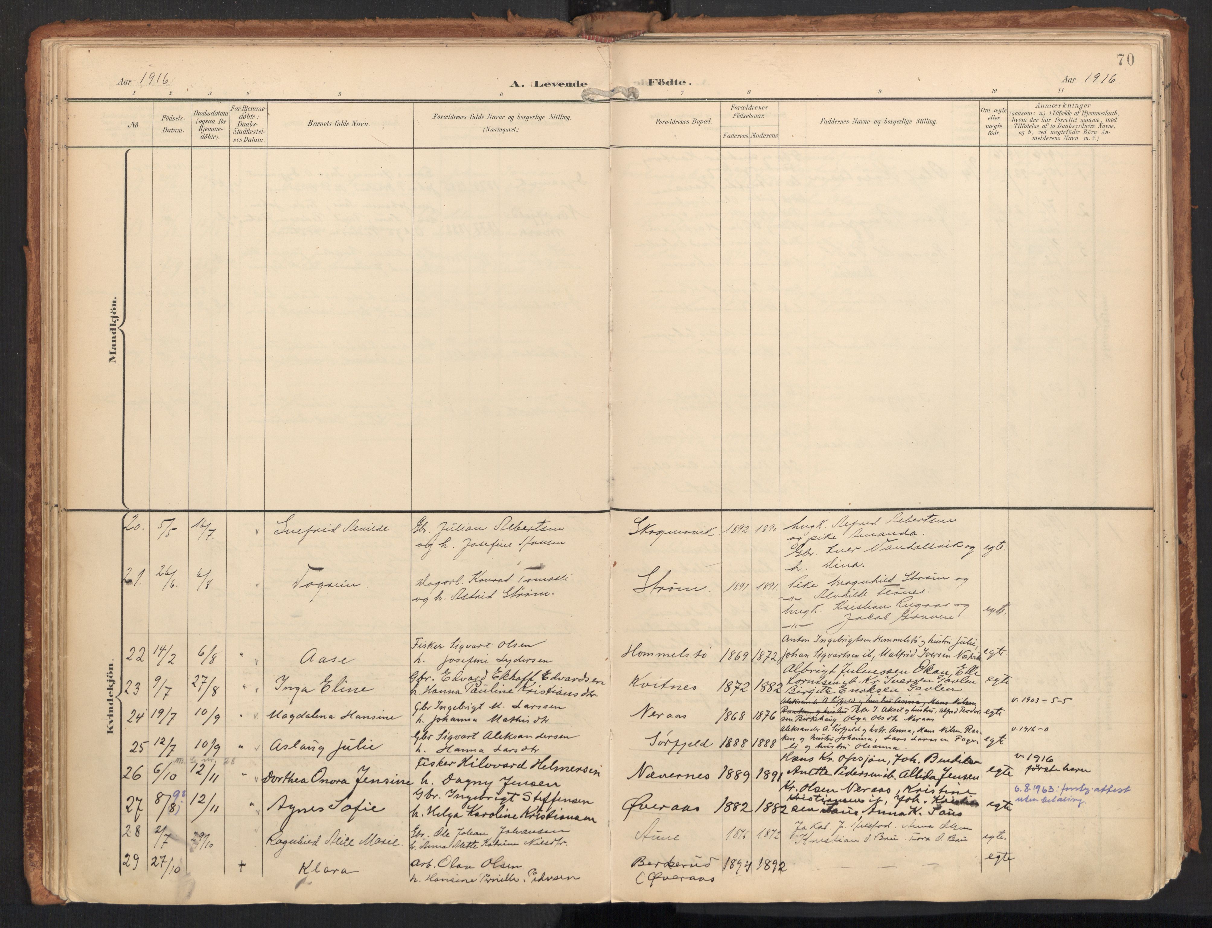 Ministerialprotokoller, klokkerbøker og fødselsregistre - Nordland, AV/SAT-A-1459/814/L0227: Parish register (official) no. 814A08, 1899-1920, p. 70