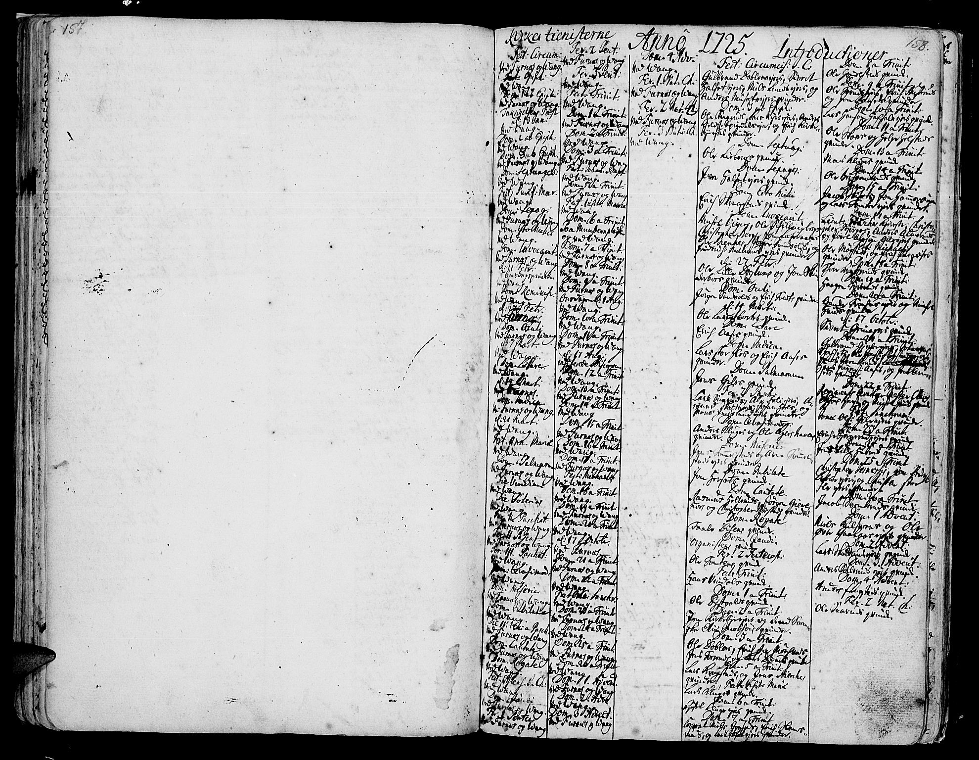 Vang prestekontor, Hedmark, AV/SAH-PREST-008/H/Ha/Haa/L0002A: Parish register (official) no. 2A, 1713-1733, p. 157-158