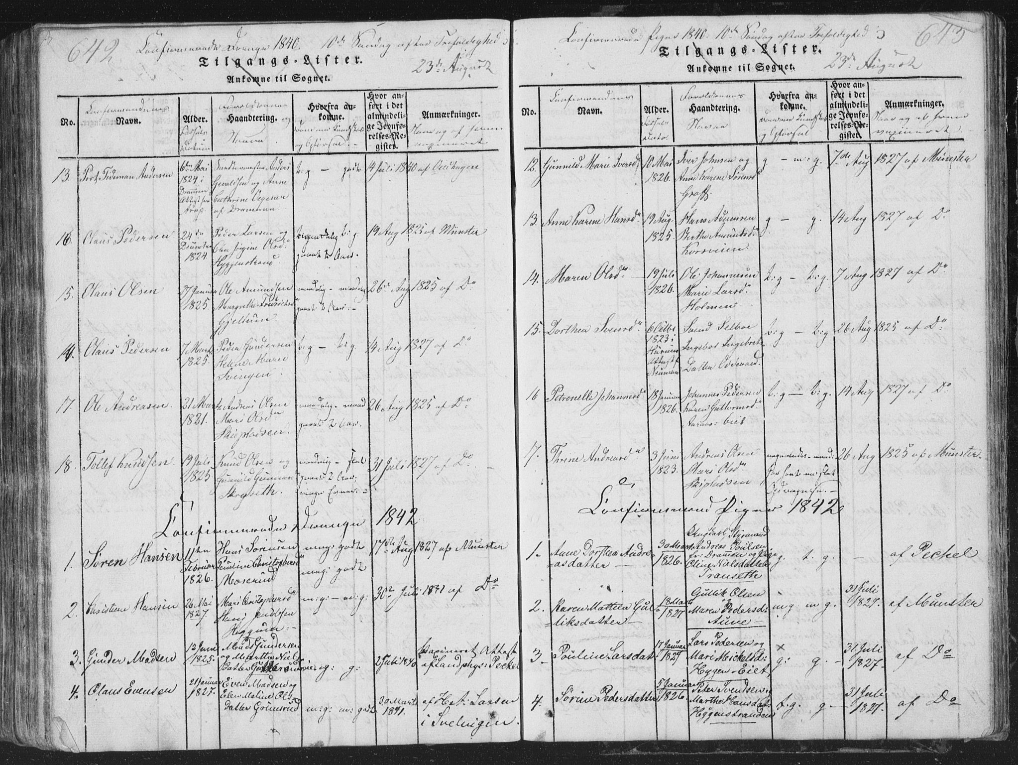 Røyken kirkebøker, SAKO/A-241/G/Ga/L0003: Parish register (copy) no. 3, 1814-1856, p. 642-643