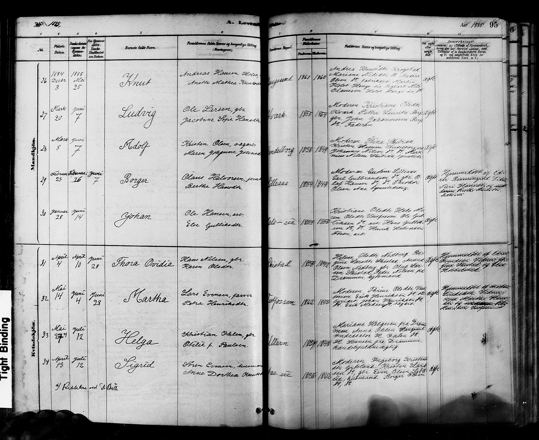 Eiker kirkebøker, AV/SAKO-A-4/F/Fb/L0001: Parish register (official) no. II 1, 1878-1888, p. 95