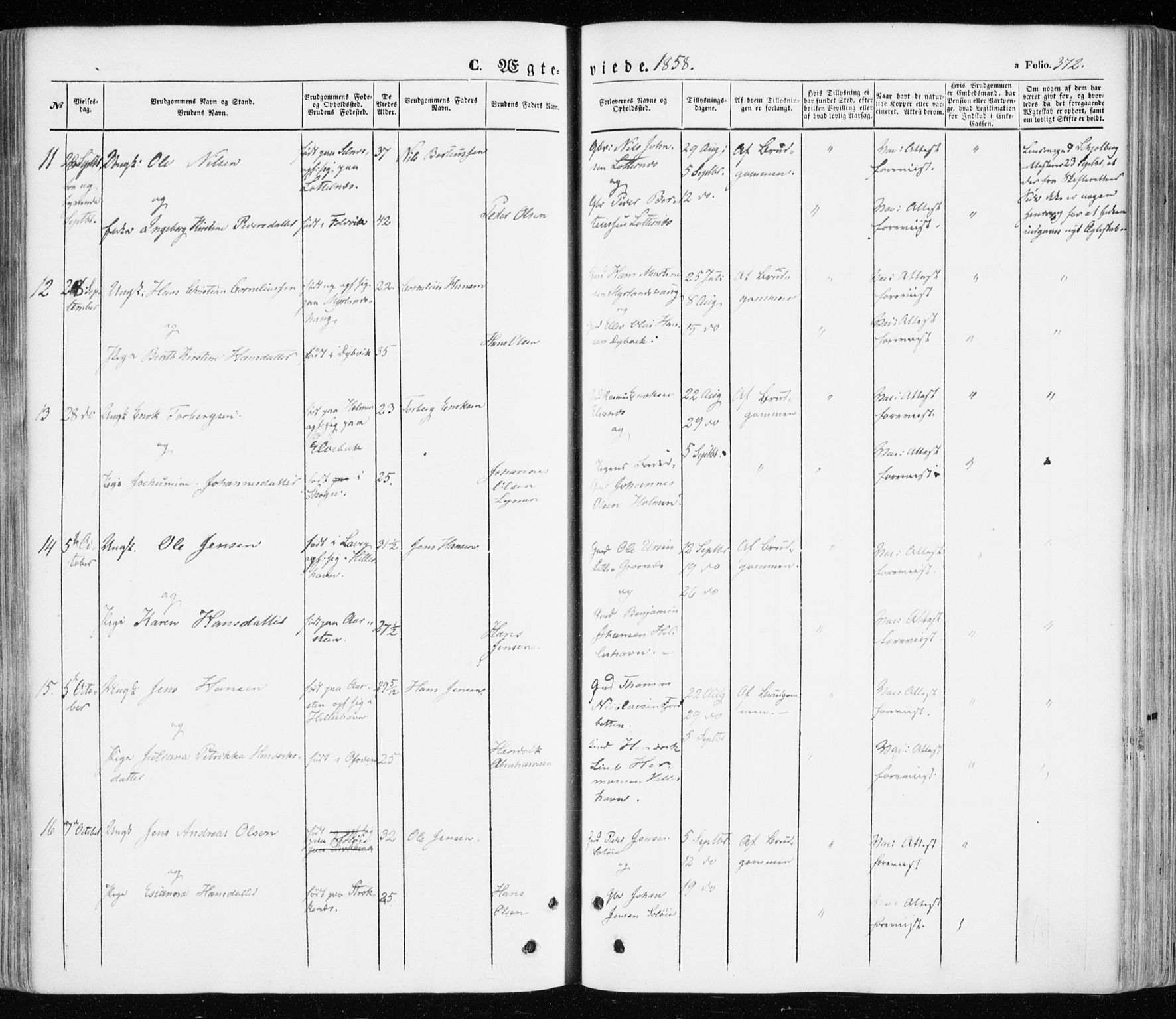 Ibestad sokneprestembete, SATØ/S-0077/H/Ha/Haa/L0008kirke: Parish register (official) no. 8, 1850-1859, p. 372