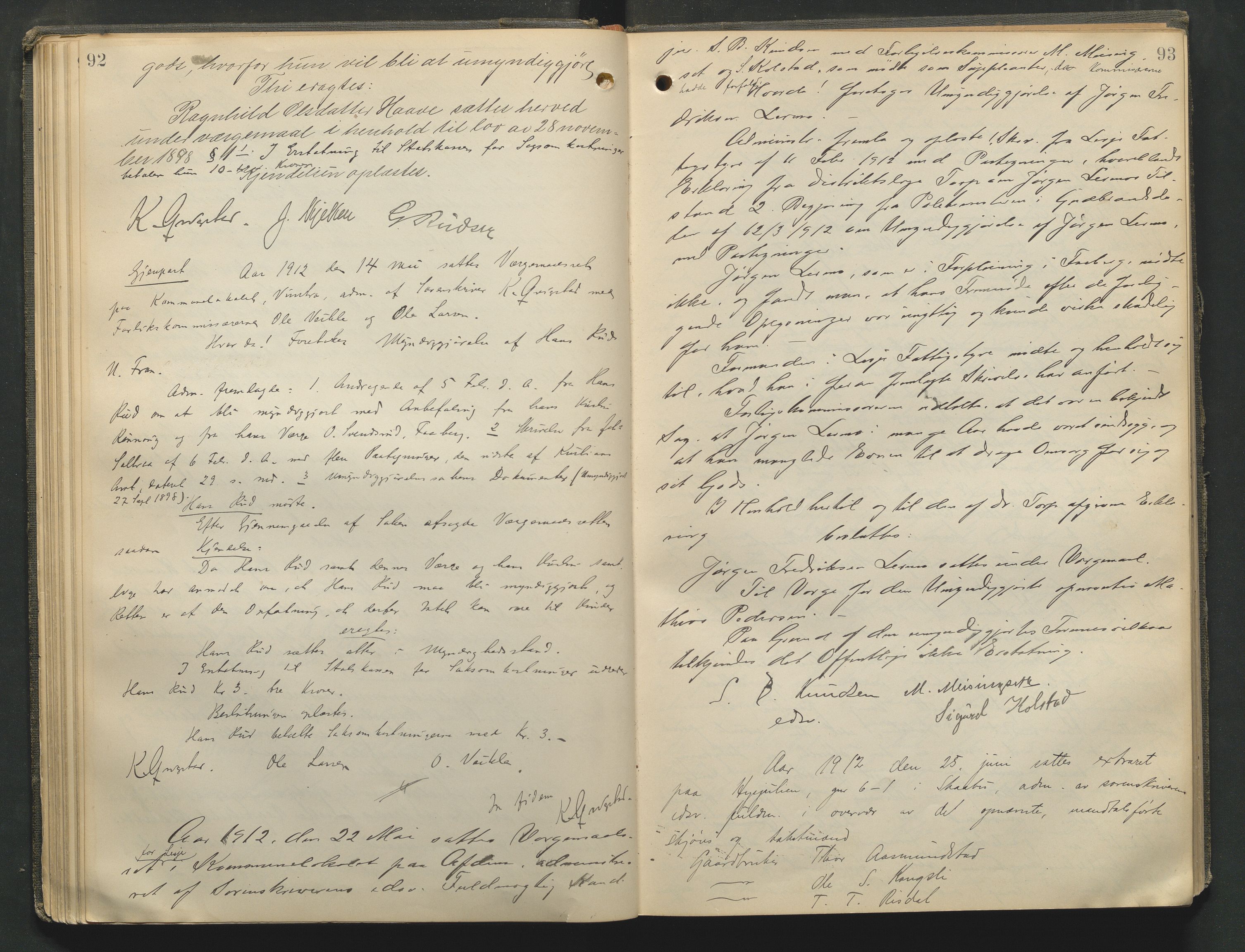 Nord-Gudbrandsdal tingrett, AV/SAH-TING-002/G/Gc/Gcb/L0009: Ekstrarettsprotokoll for åstedssaker, 1910-1913, p. 92-93