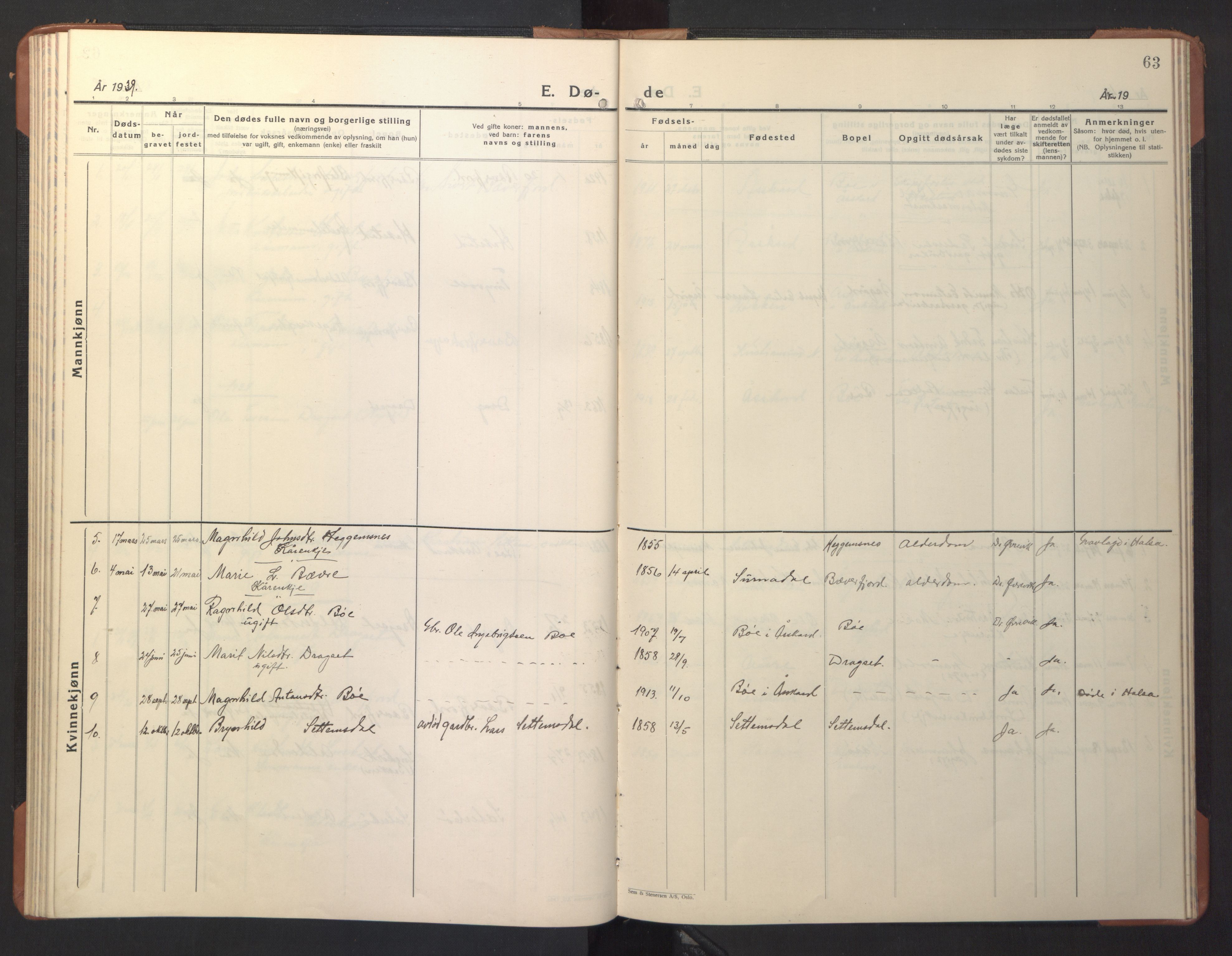 Ministerialprotokoller, klokkerbøker og fødselsregistre - Møre og Romsdal, AV/SAT-A-1454/594/L1038: Parish register (copy) no. 594C01, 1934-1946, p. 63