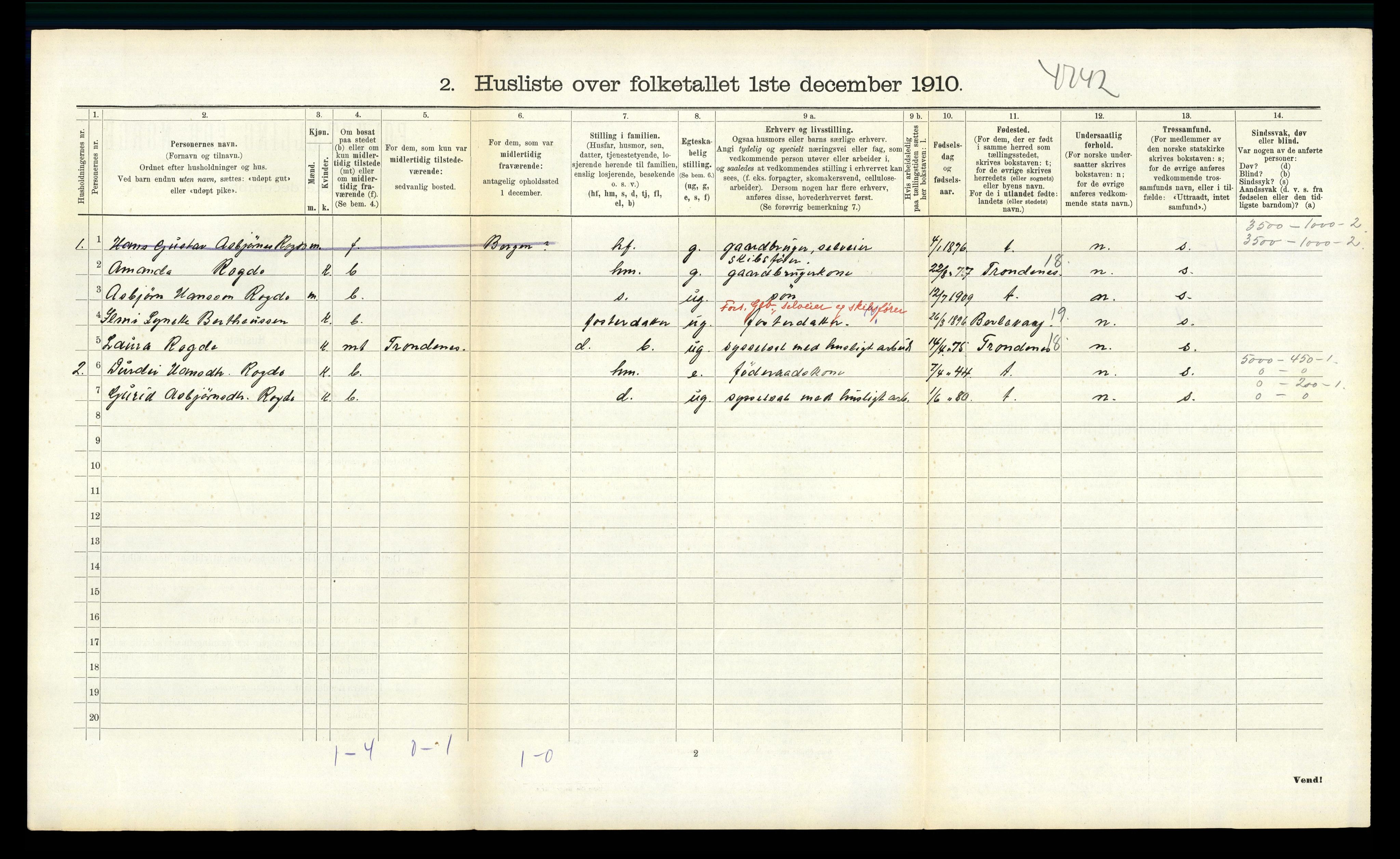 RA, 1910 census for Ullensvang, 1910, p. 1116