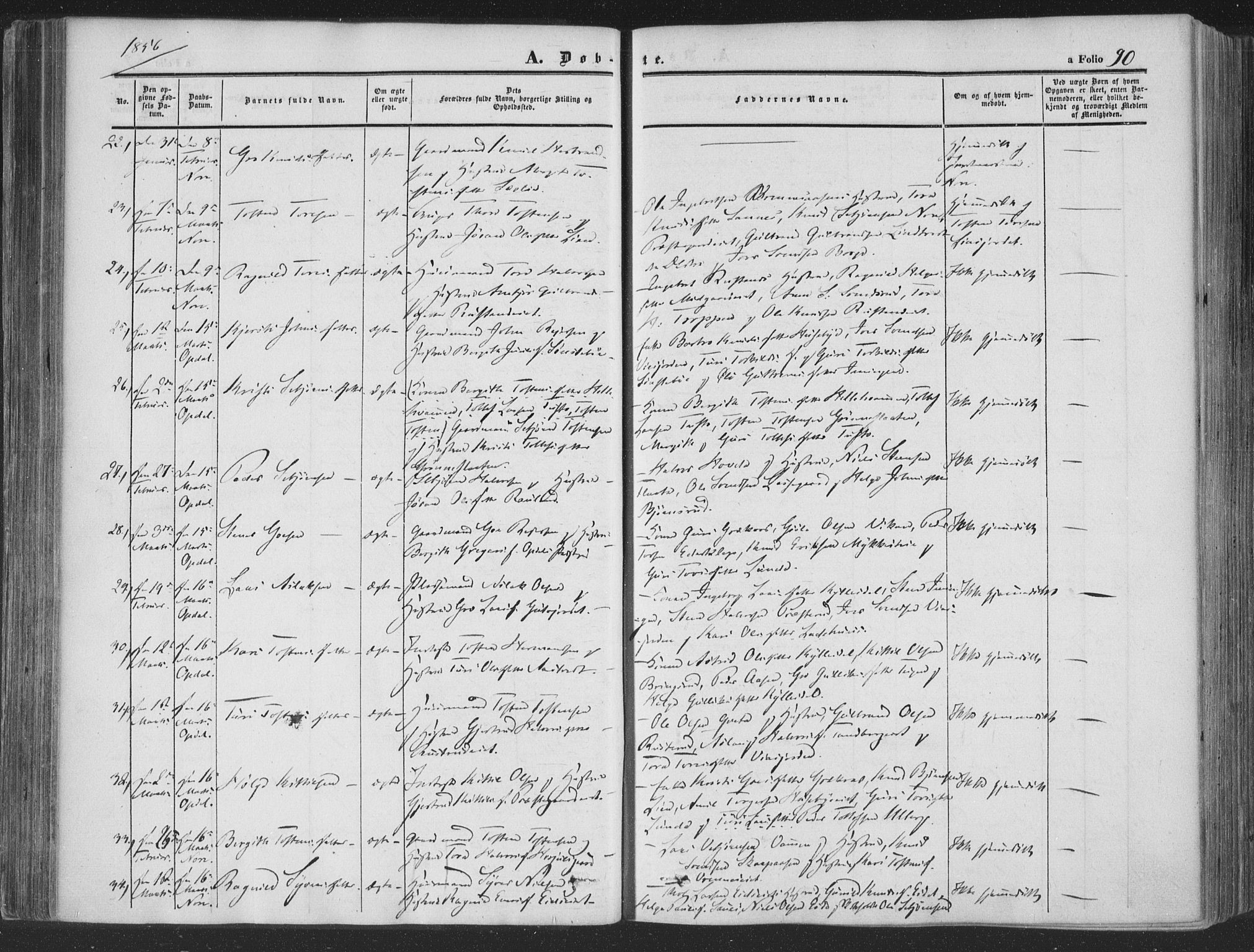 Rollag kirkebøker, AV/SAKO-A-240/F/Fa/L0008: Parish register (official) no. I 8, 1847-1860, p. 90