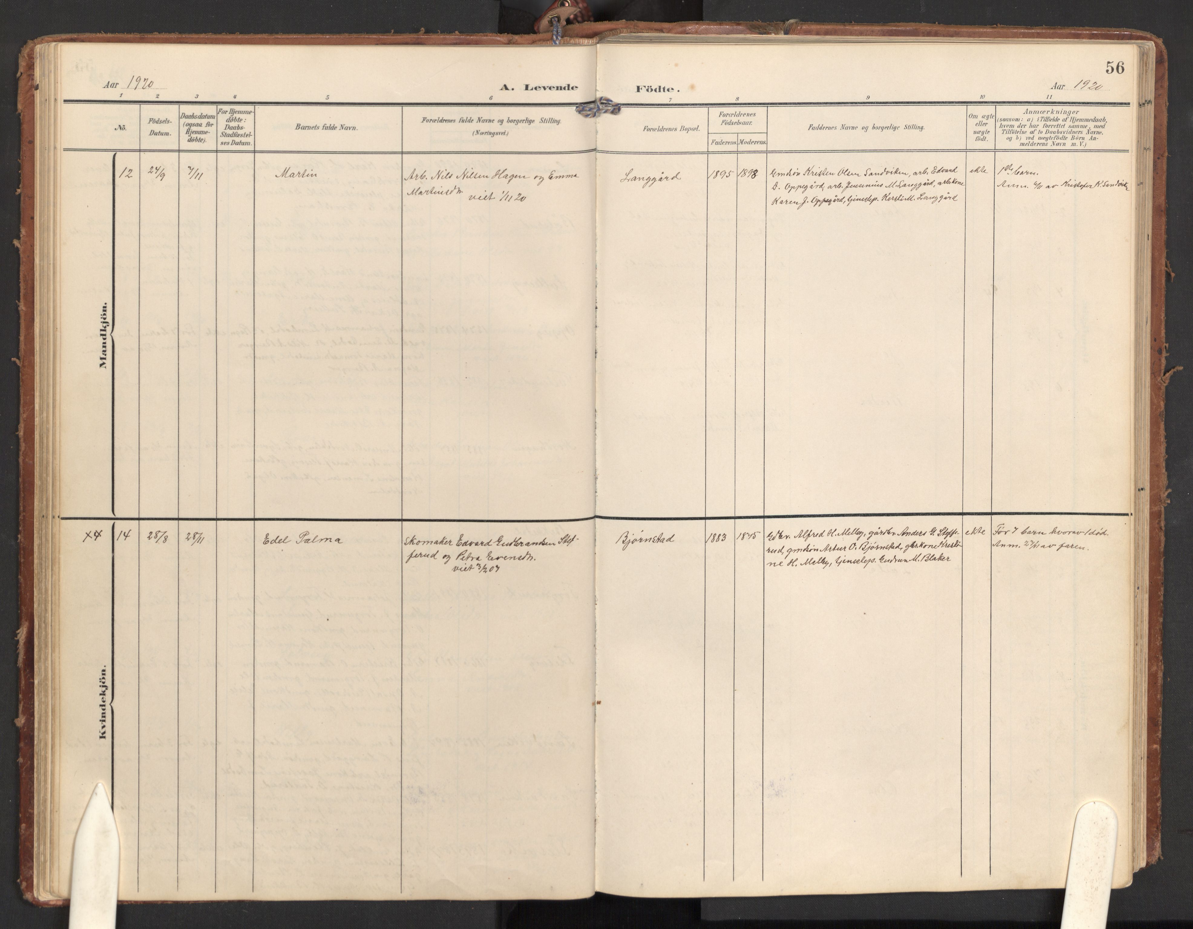 Hurdal prestekontor Kirkebøker, SAO/A-10889/G/Gb/L0001: Parish register (copy) no. II 1, 1902-1939, p. 56