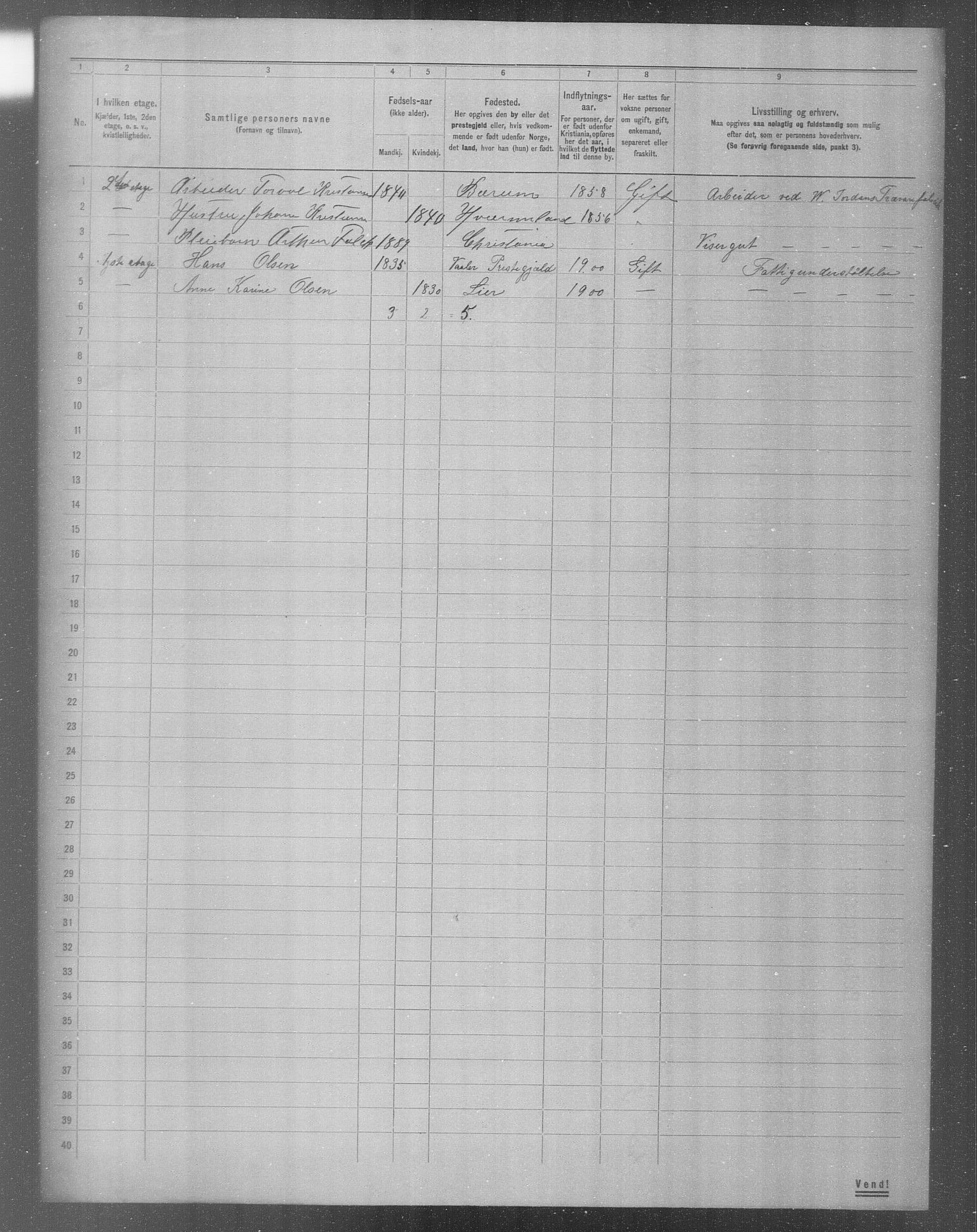 OBA, Municipal Census 1904 for Kristiania, 1904, p. 9164