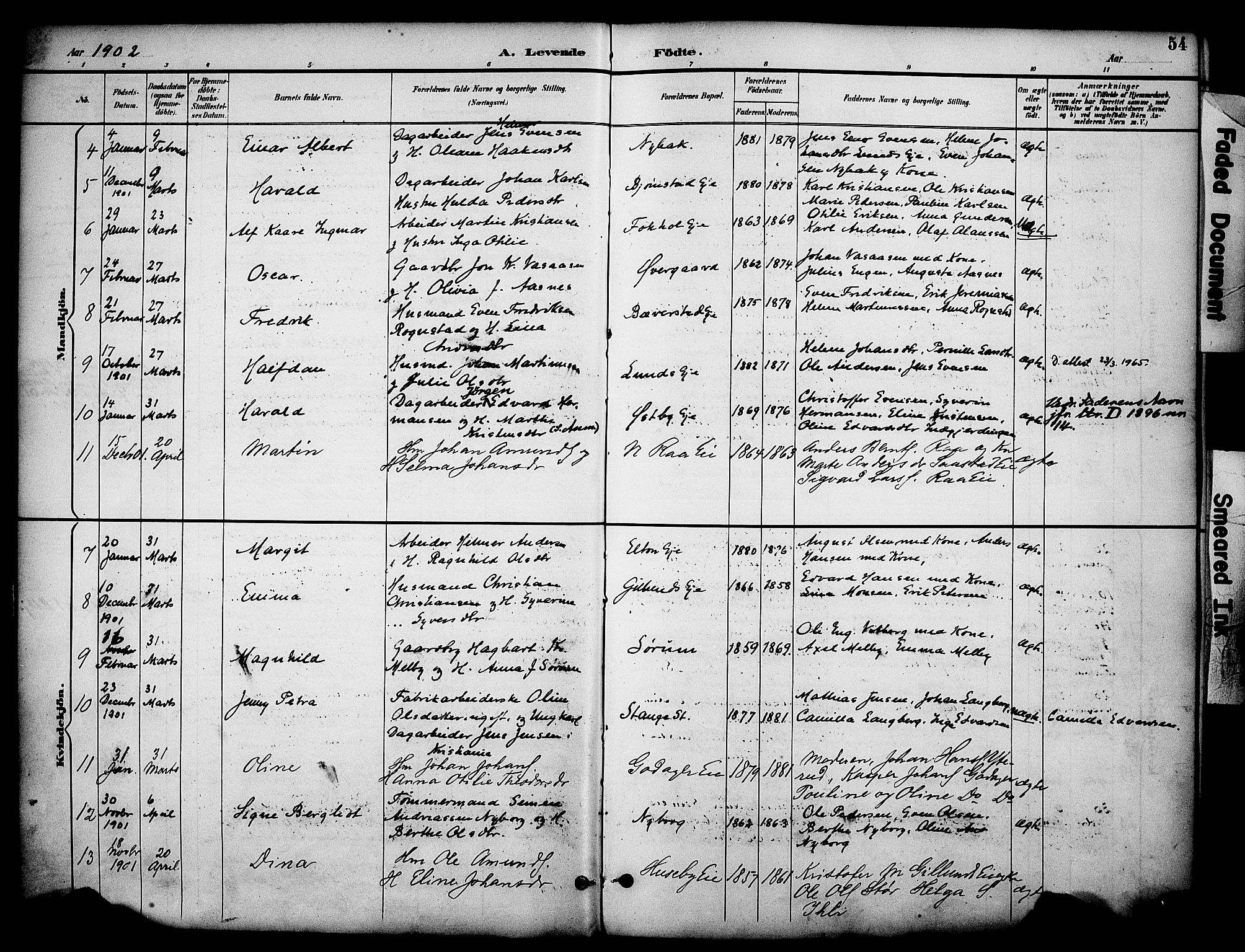 Stange prestekontor, AV/SAH-PREST-002/K/L0020: Parish register (official) no. 20, 1894-1905, p. 54