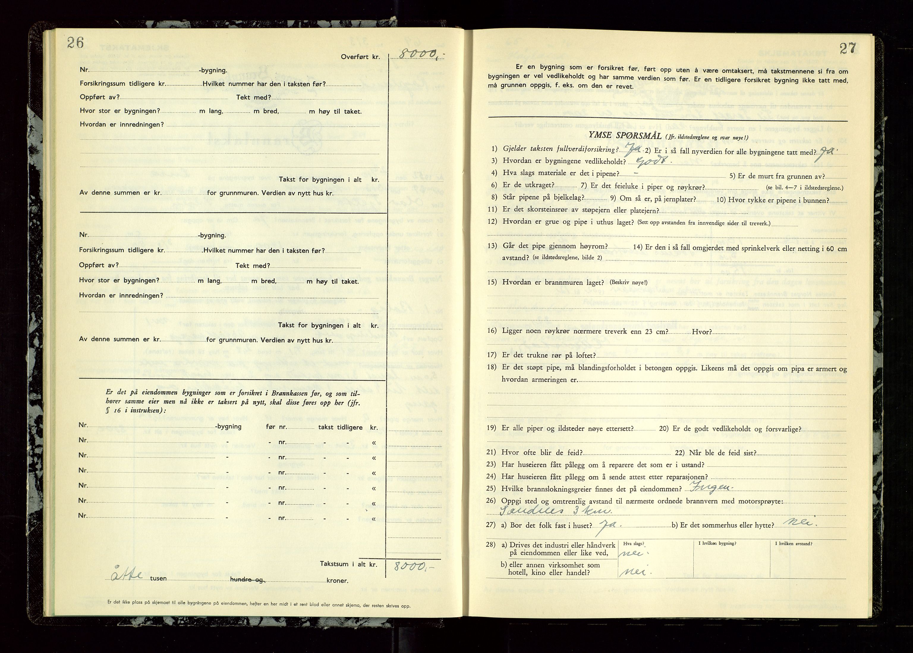 Høyland/Sandnes lensmannskontor, AV/SAST-A-100166/Gob/L0009: "Branntakstprotokoll", 1952-1955, p. 26-27