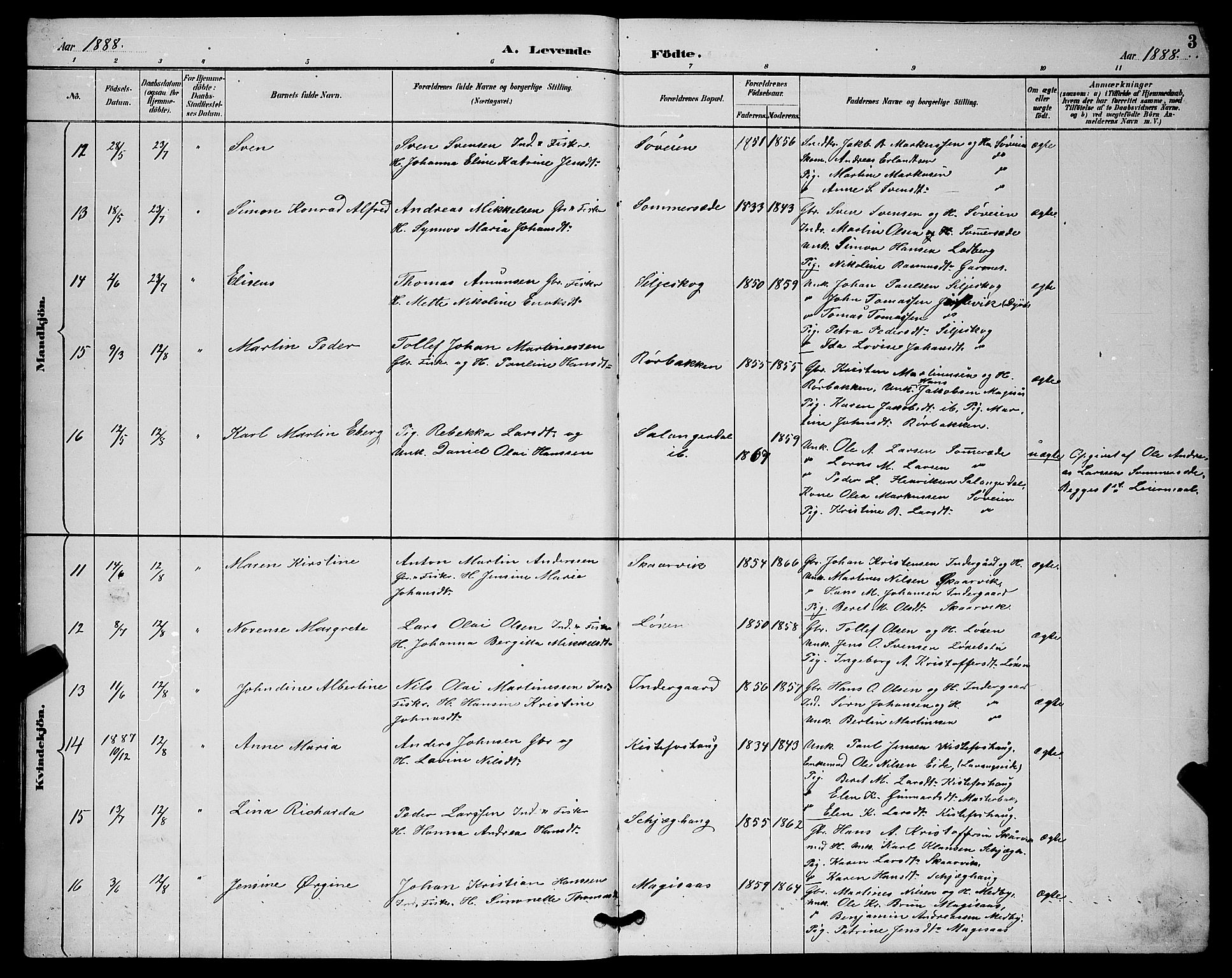 Ibestad sokneprestembete, AV/SATØ-S-0077/H/Ha/Hab/L0015klokker: Parish register (copy) no. 15, 1888-1899, p. 3