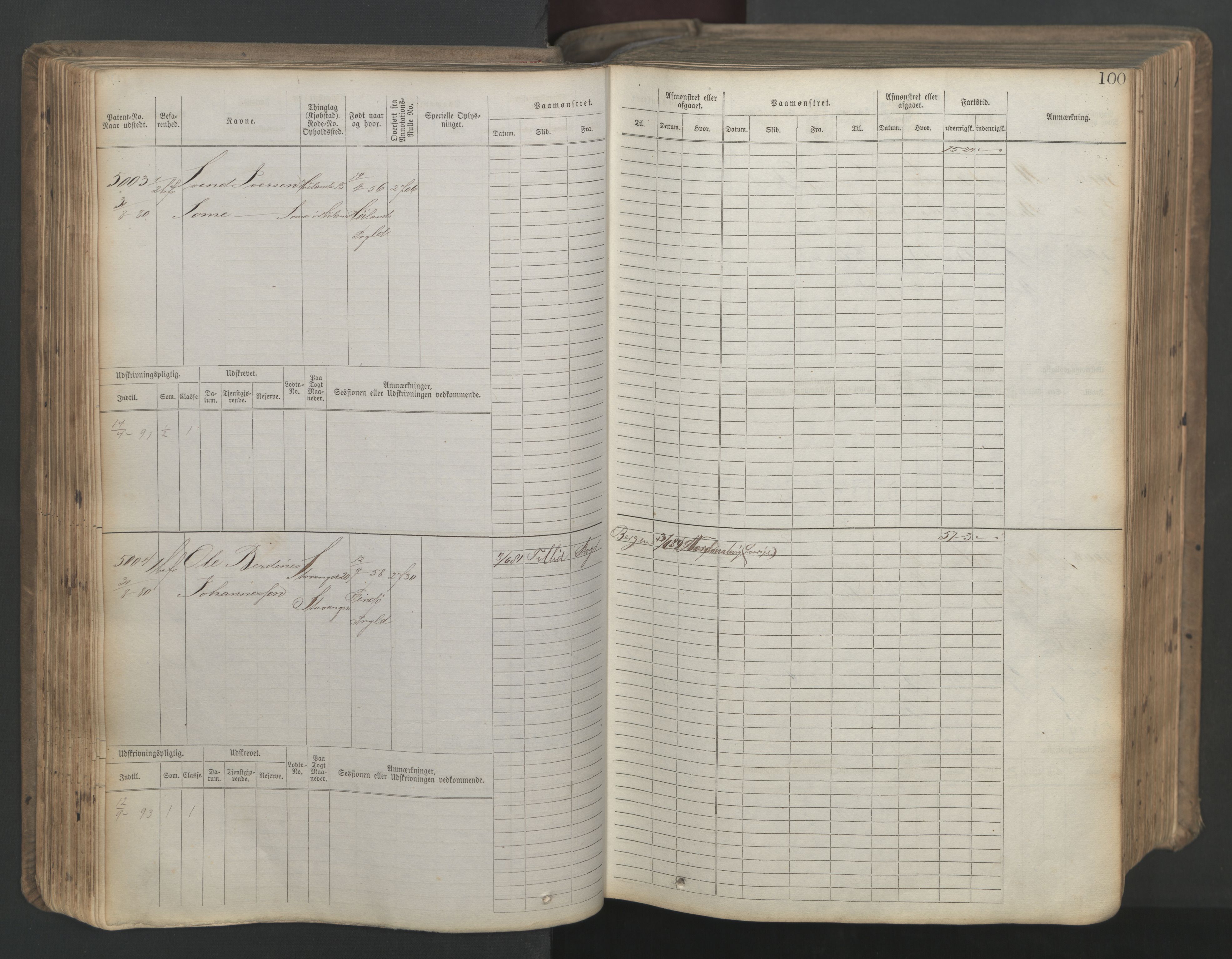 Stavanger sjømannskontor, AV/SAST-A-102006/F/Fb/Fbb/L0020: Sjøfartshovedrulle patnentnr. 4803-6004 (dublett), 1879, p. 105