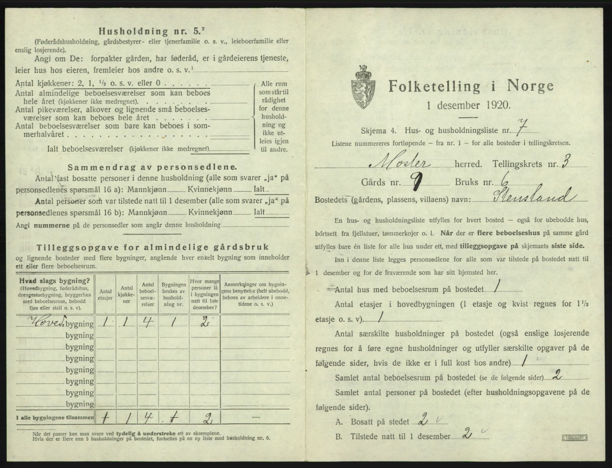 SAB, 1920 census for Moster, 1920, p. 126