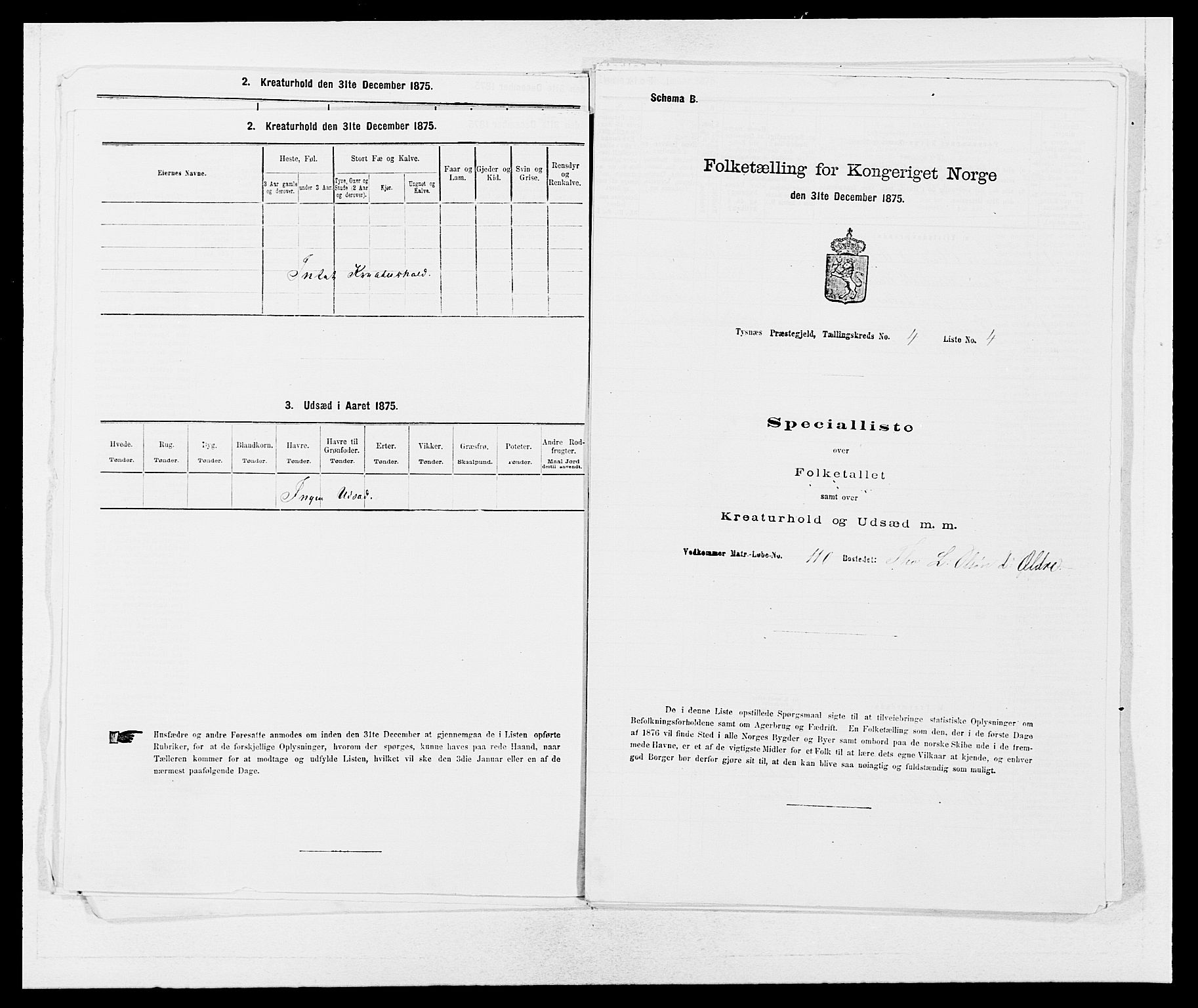 SAB, 1875 census for 1223P Tysnes, 1875, p. 436