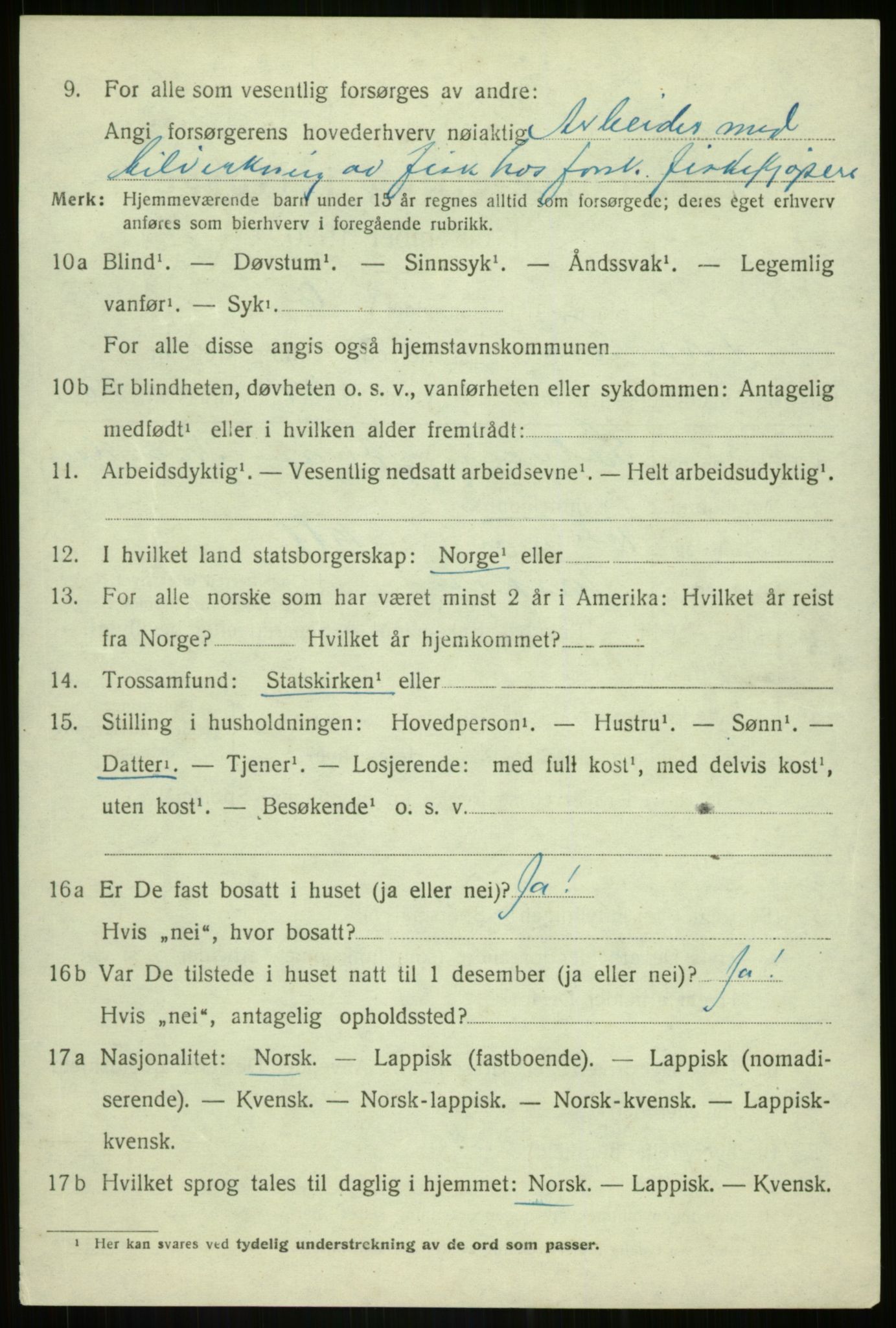 SATØ, 1920 census for Torsken, 1920, p. 1997