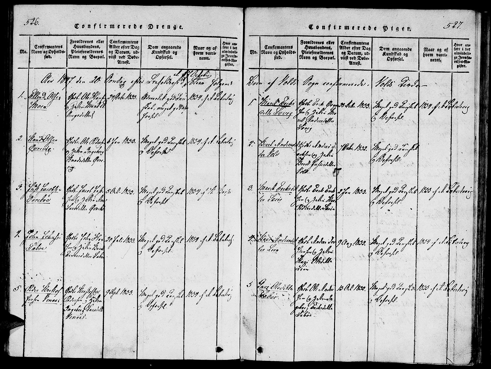 Ministerialprotokoller, klokkerbøker og fødselsregistre - Møre og Romsdal, SAT/A-1454/543/L0561: Parish register (official) no. 543A01, 1818-1853, p. 526-527