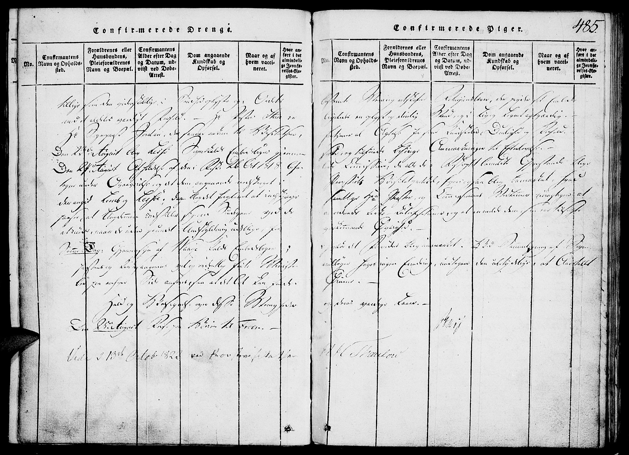 Vågå prestekontor, AV/SAH-PREST-076/H/Ha/Hab/L0001: Parish register (copy) no. 1, 1815-1827, p. 484-485