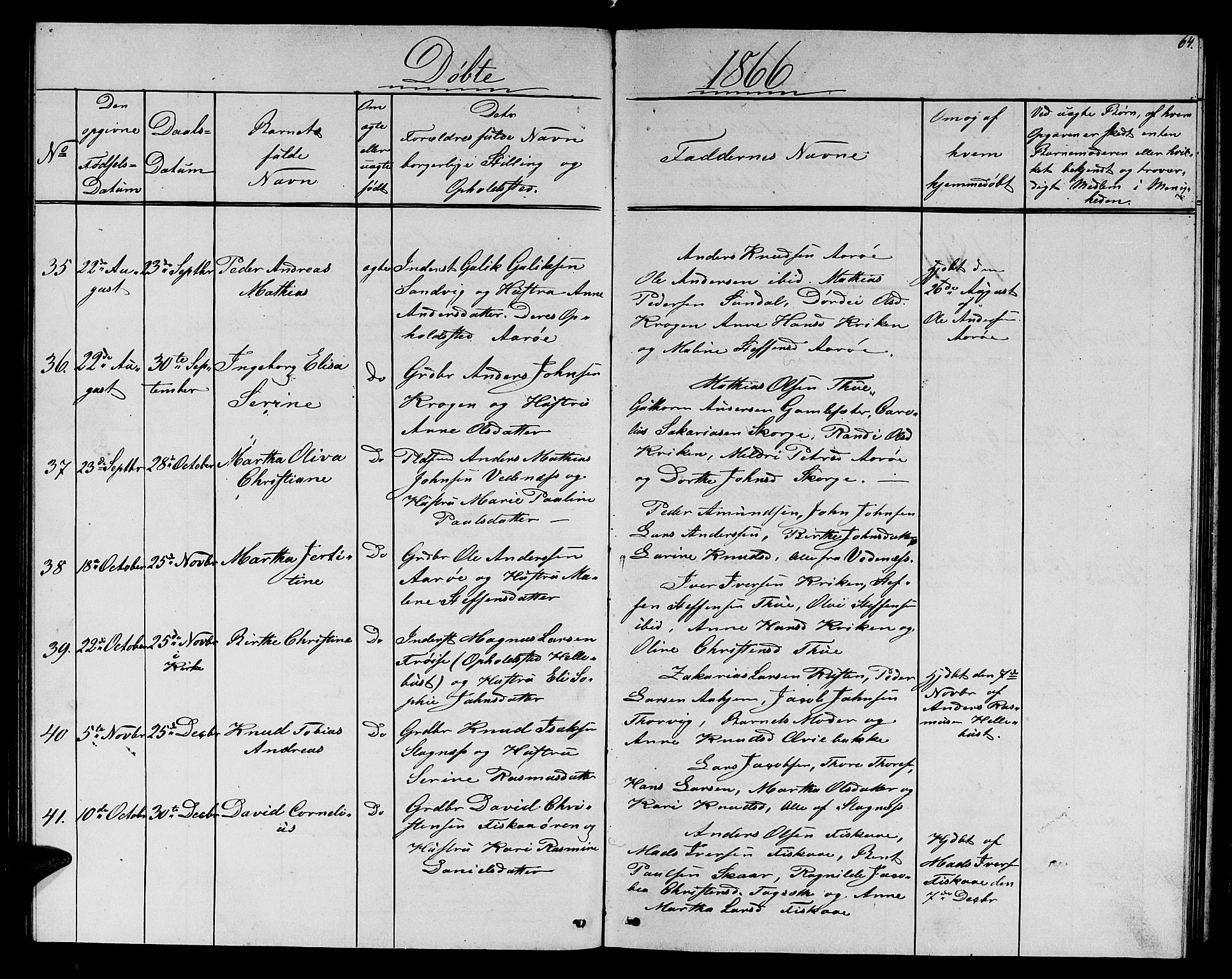 Ministerialprotokoller, klokkerbøker og fødselsregistre - Møre og Romsdal, AV/SAT-A-1454/501/L0015: Parish register (copy) no. 501C01, 1854-1867, p. 64