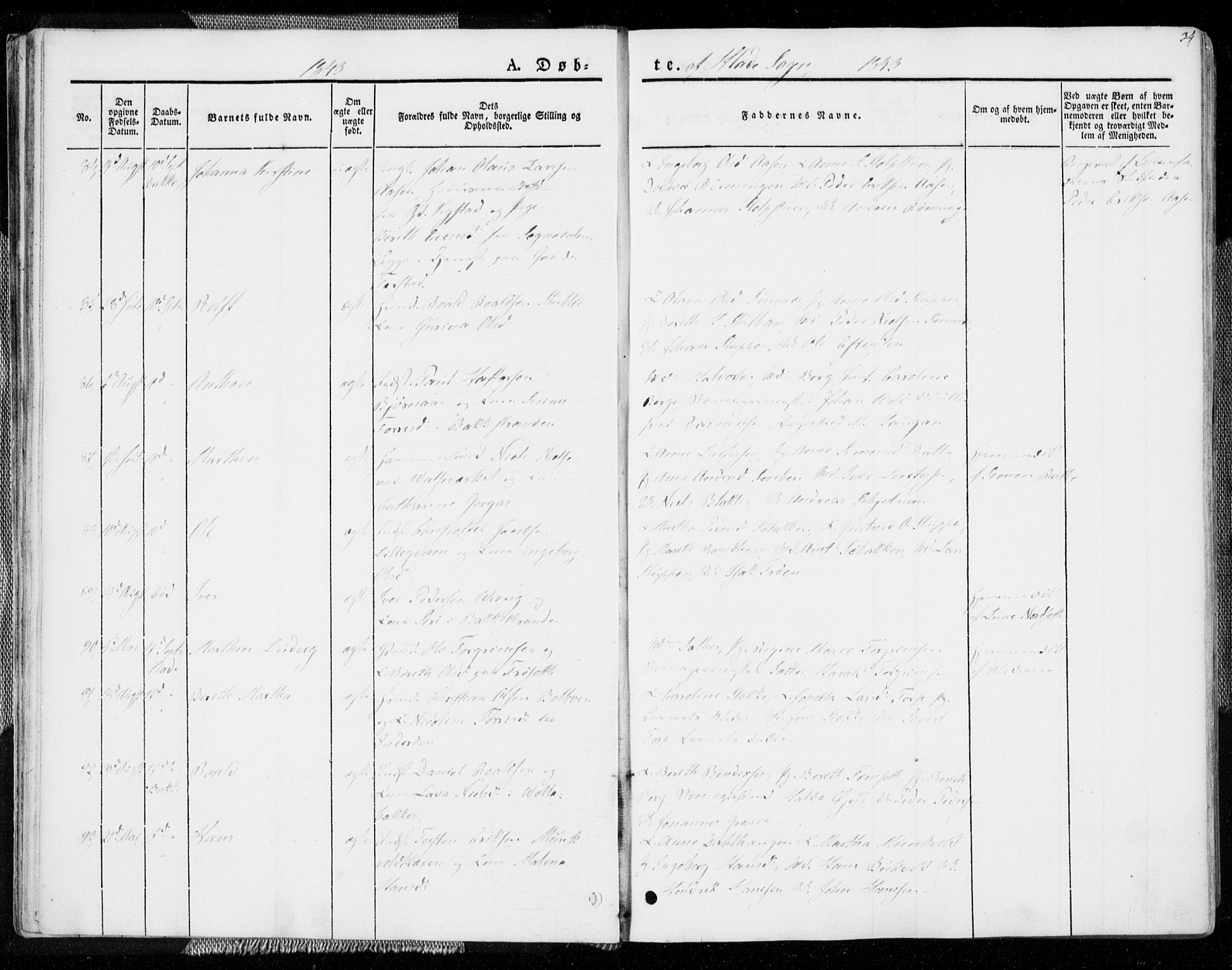 Ministerialprotokoller, klokkerbøker og fødselsregistre - Sør-Trøndelag, AV/SAT-A-1456/606/L0290: Parish register (official) no. 606A05, 1841-1847, p. 34