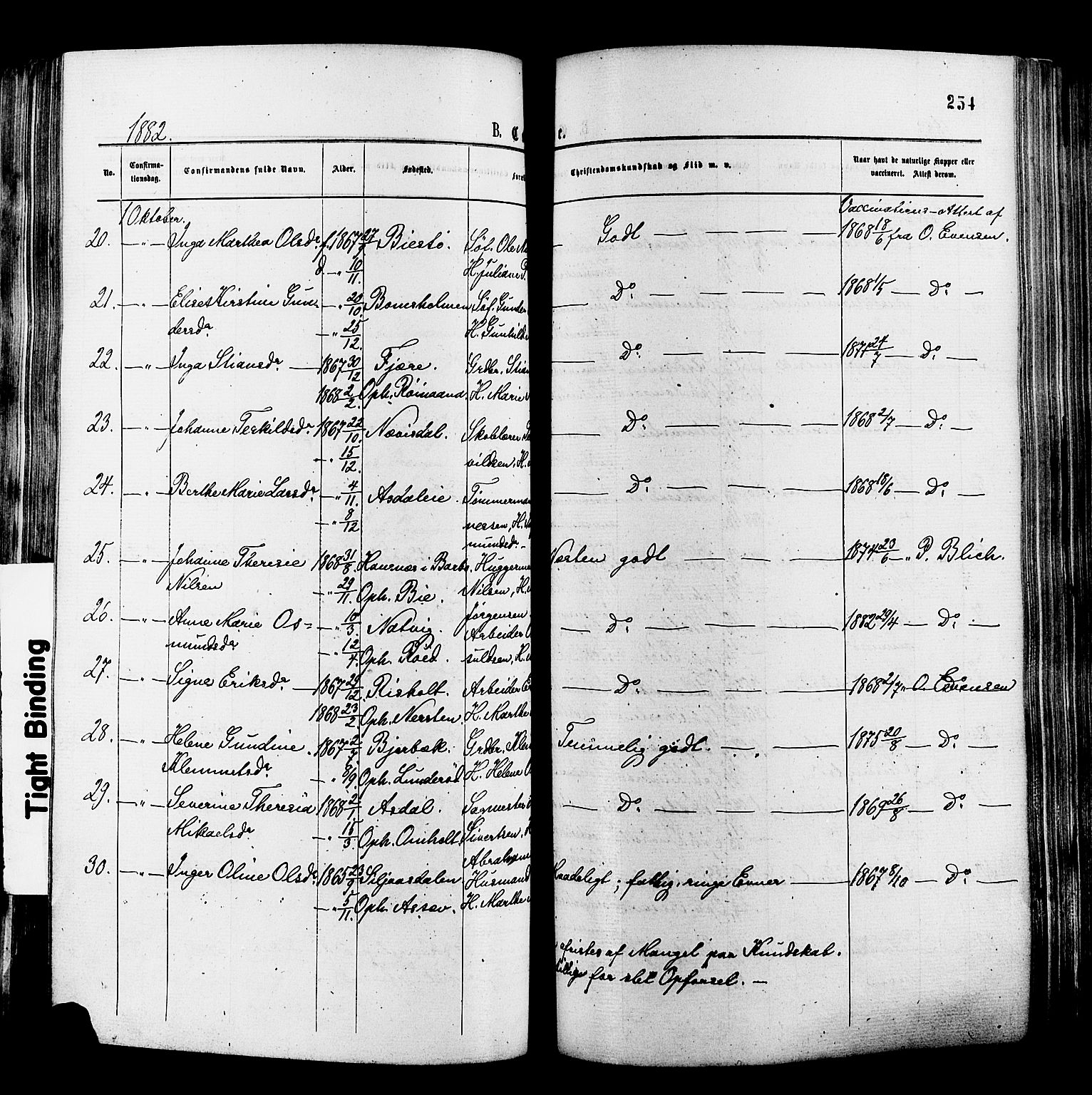 Øyestad sokneprestkontor, AV/SAK-1111-0049/F/Fa/L0016: Parish register (official) no. A 16, 1874-1886, p. 254